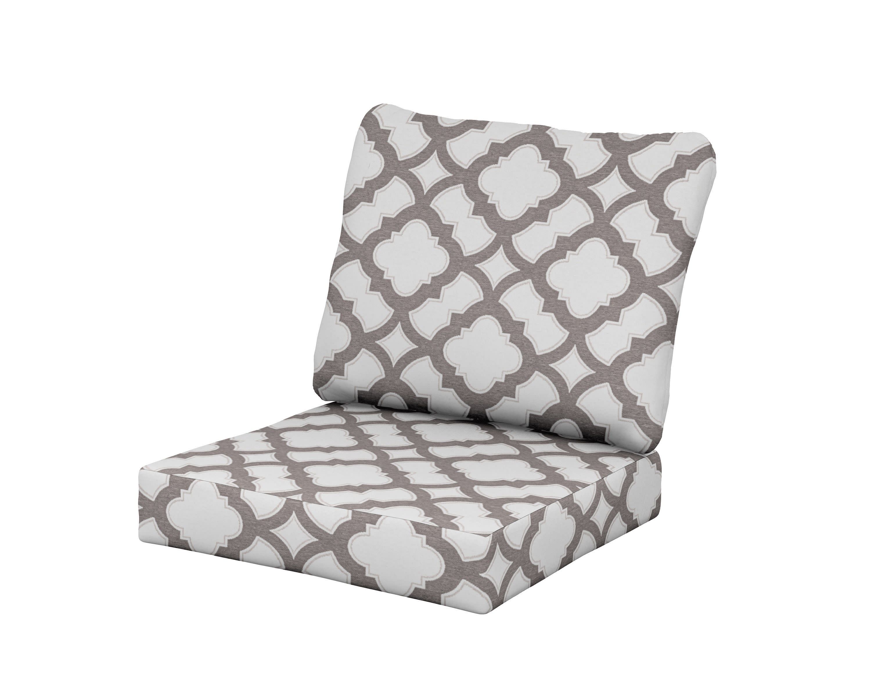 Classics Seat/Back Cushion Set in Trellis Grey Mist