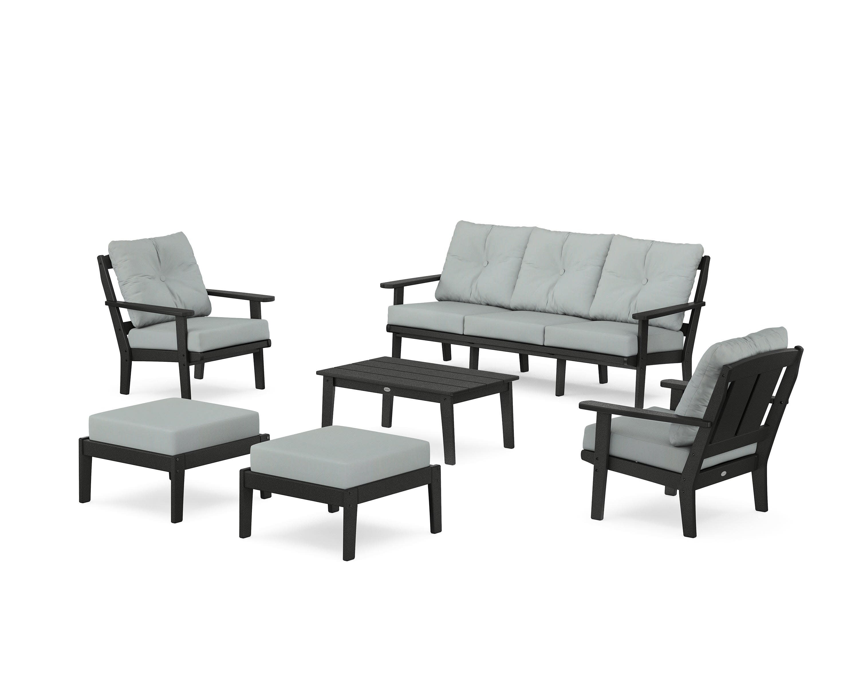 Mission 6-Piece Lounge Sofa Set in Black / Spa