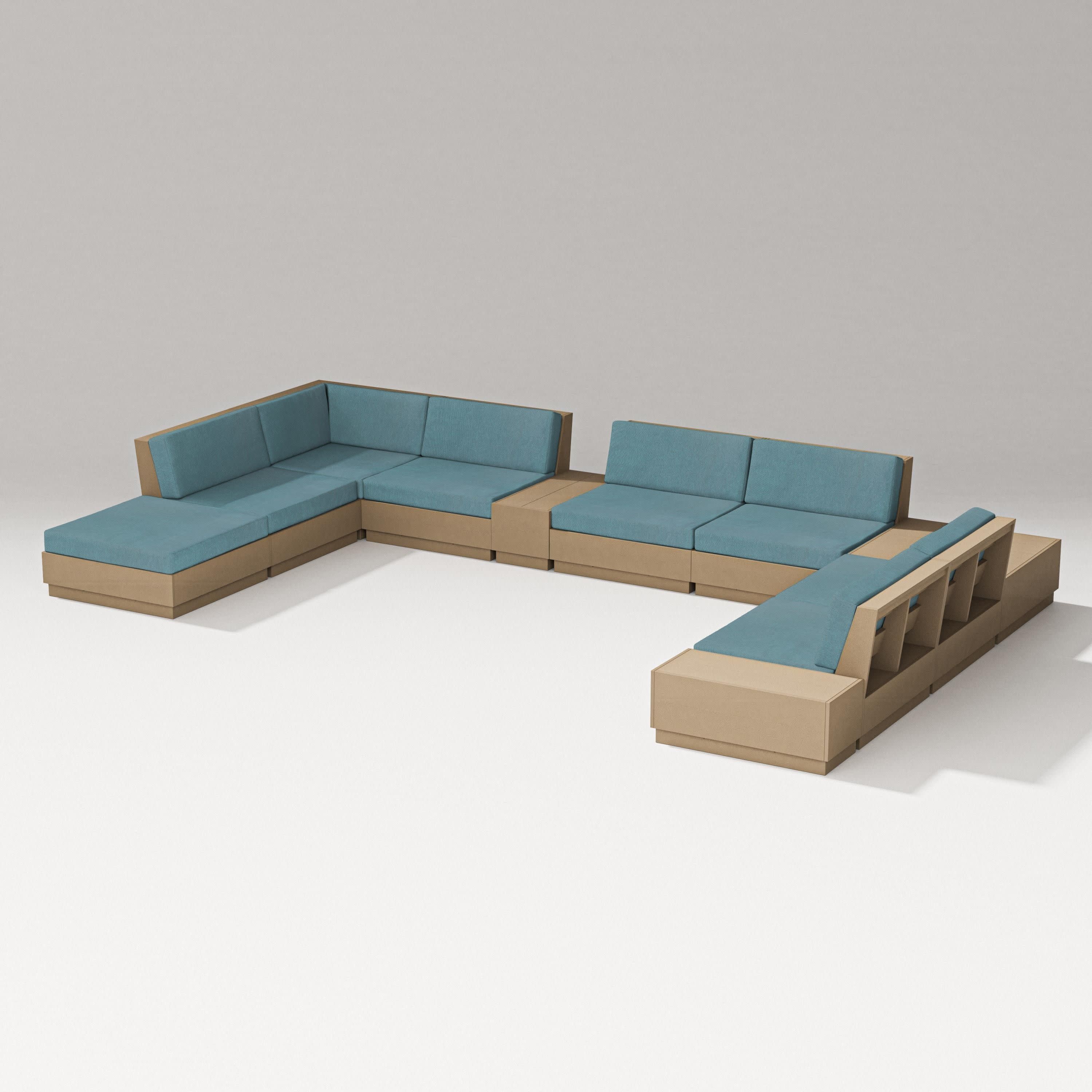 Elevate 11-Piece Conversation Sectional Set in Vintage Sahara / Ocean Teal