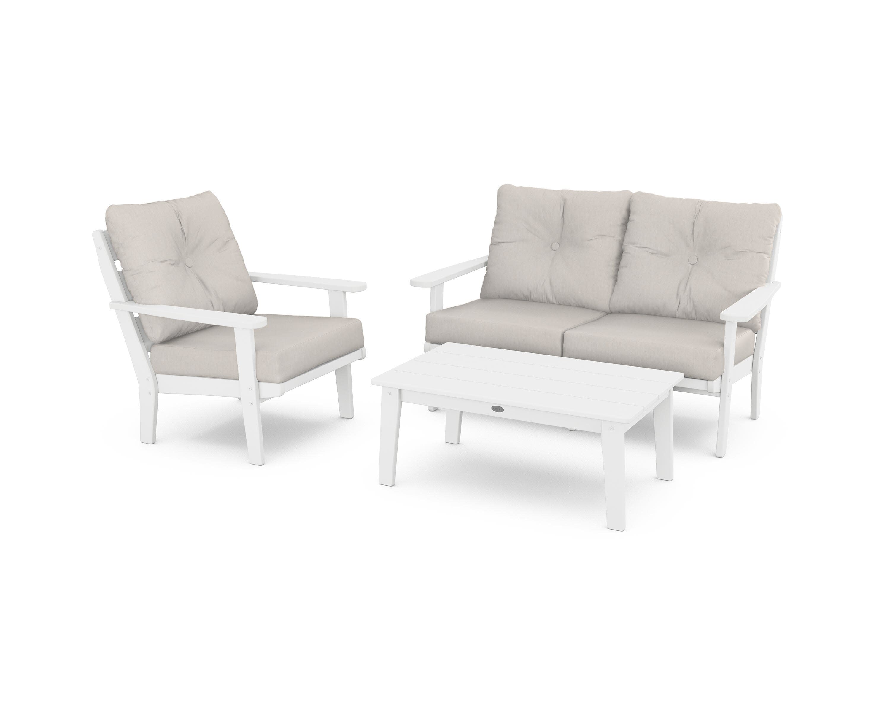 Lakeside 3-Piece Deep Seating Set in White / Cast Ash