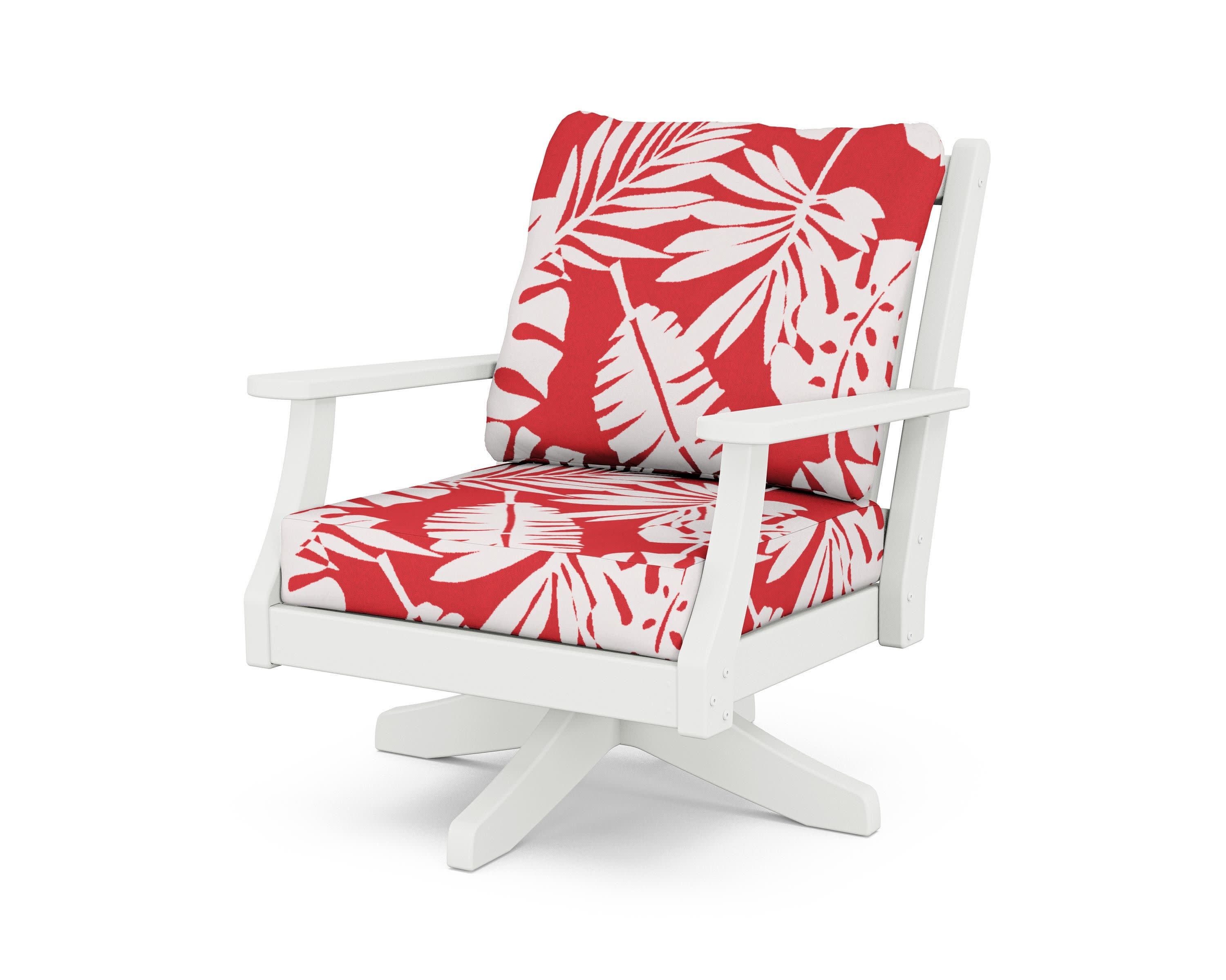 Wovendale Deep Seating Swivel Chair in White / Leaf Crimson