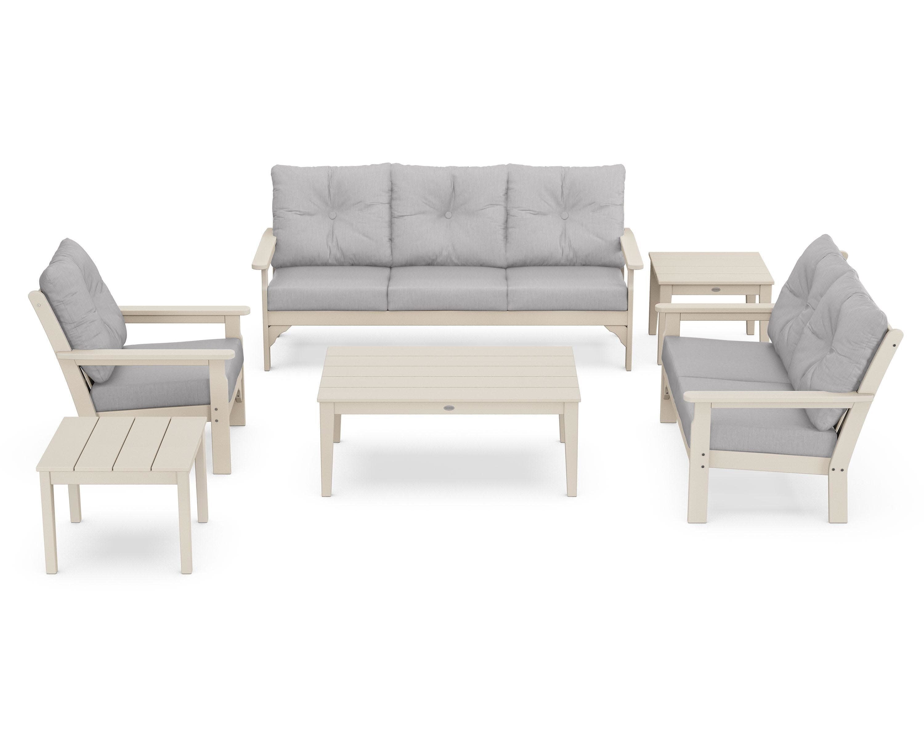 Vineyard 6-Piece Deep Seating Set in Sand / Granite
