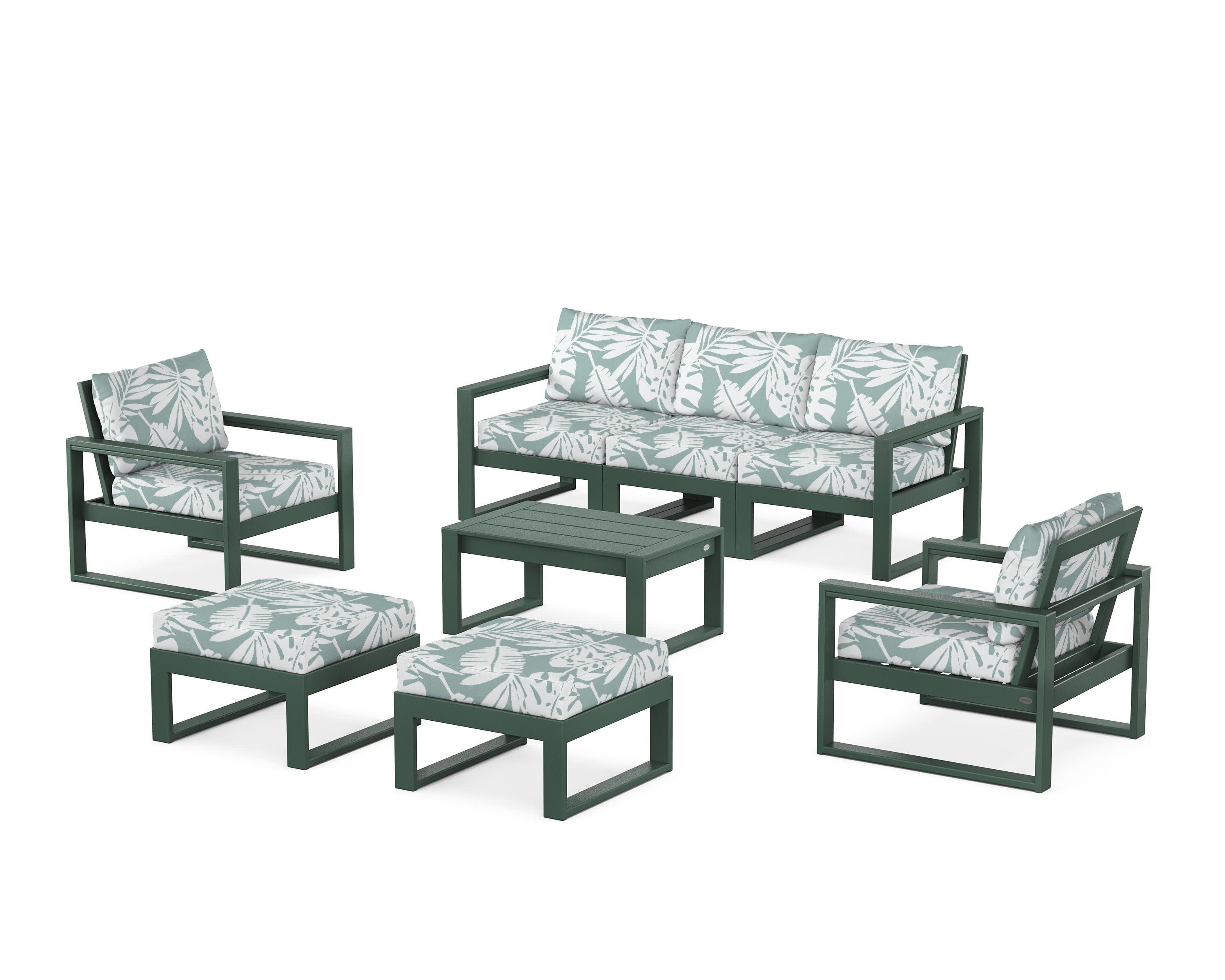 EDGE Sectional 8-Piece Lounge Sofa Set in Green / Leaf Glacier Spa