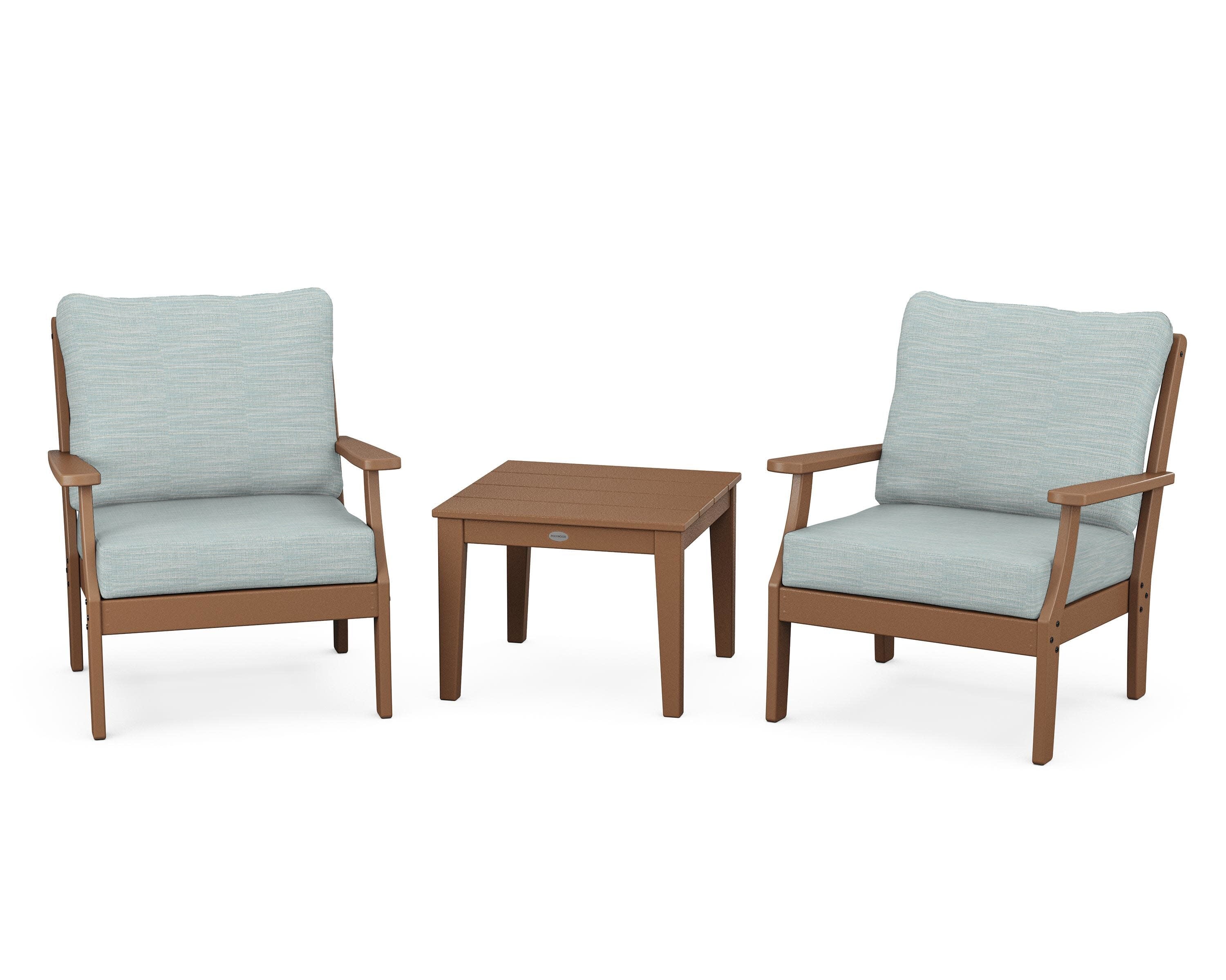 Braxton 3-Piece Deep Seating Set in Teak / Soothe Mist