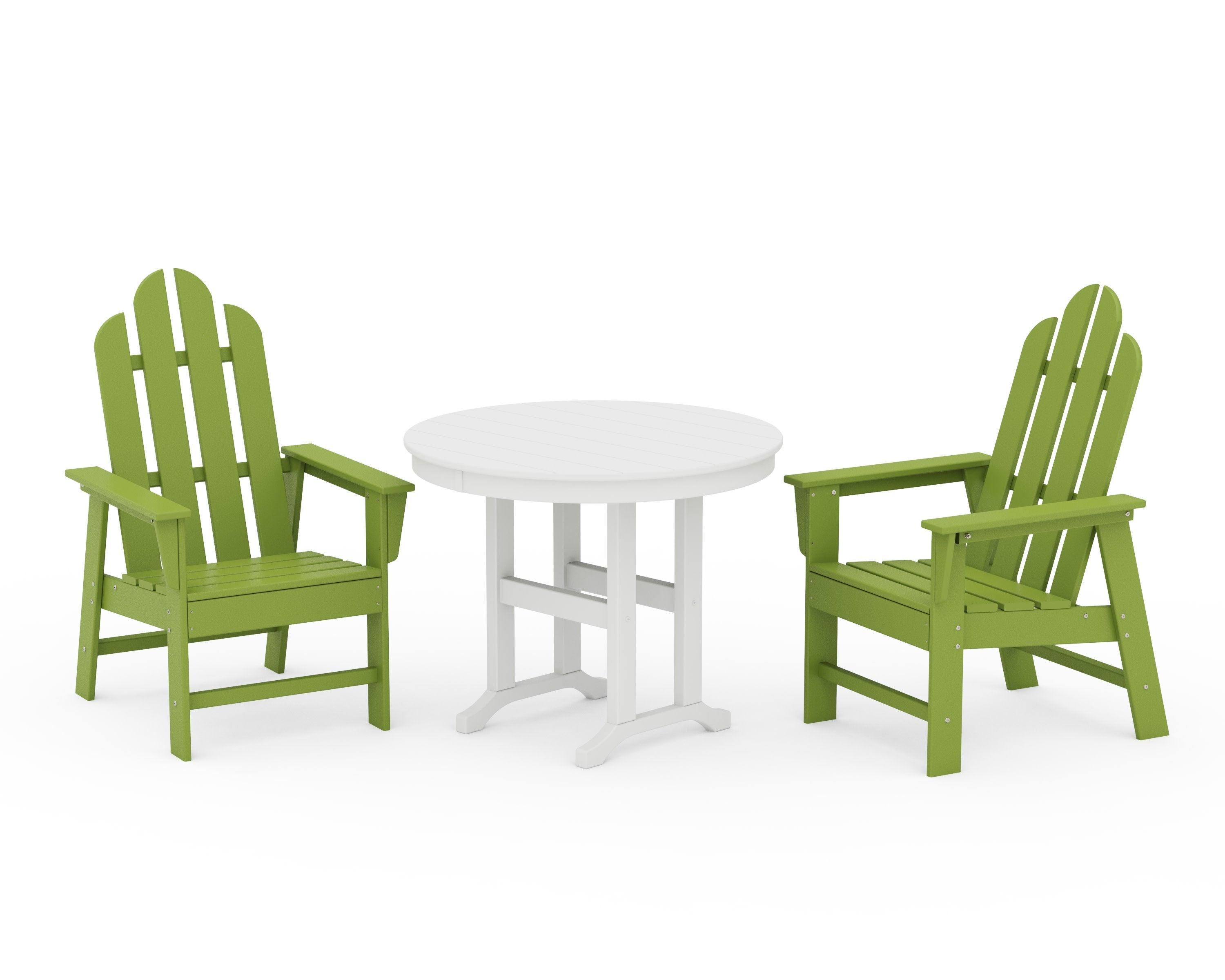 Long Island 3-Piece Round Dining Set in Lime / White