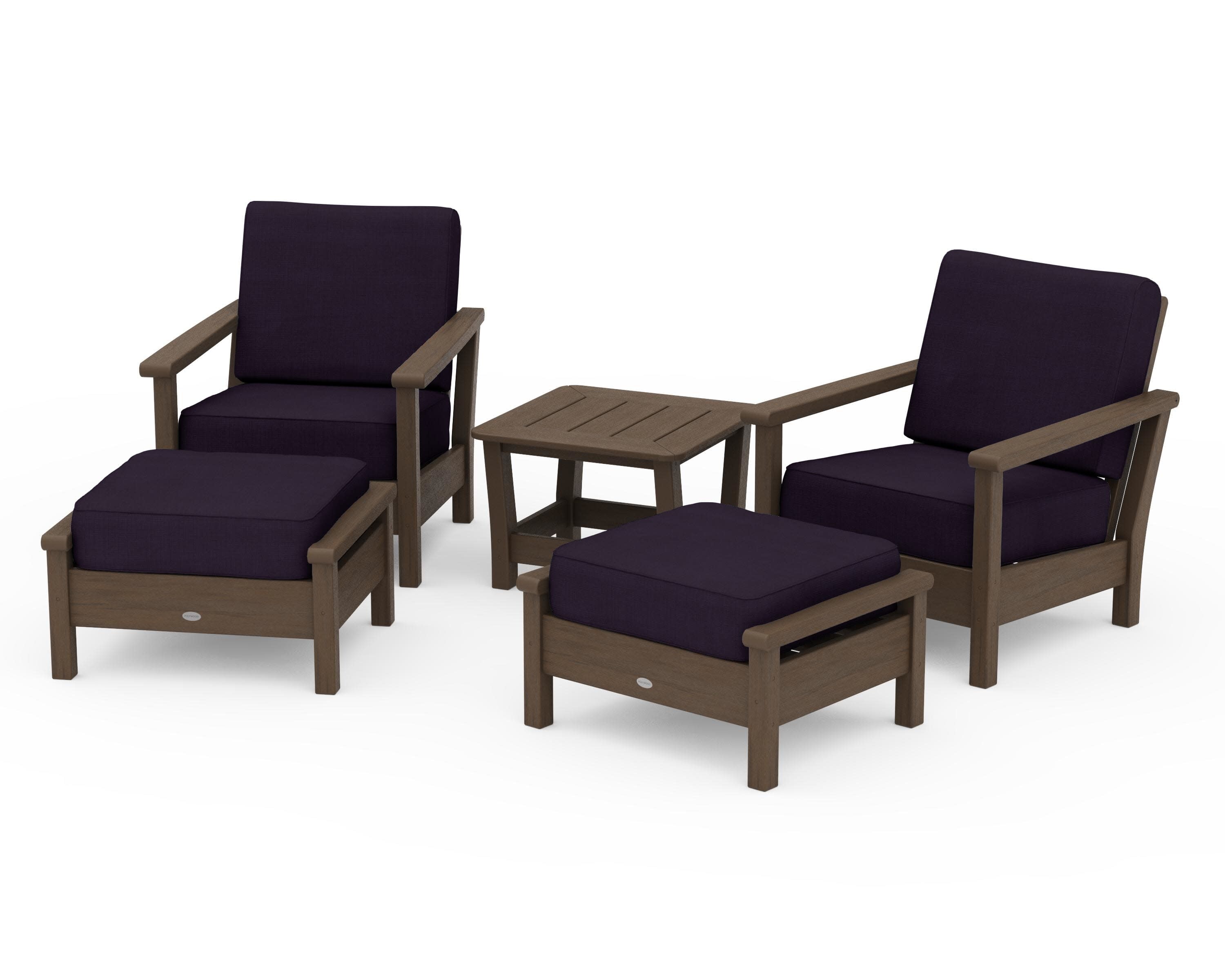 Harbour 5-Piece Deep Seating Chair Set in Kona / Navy Linen