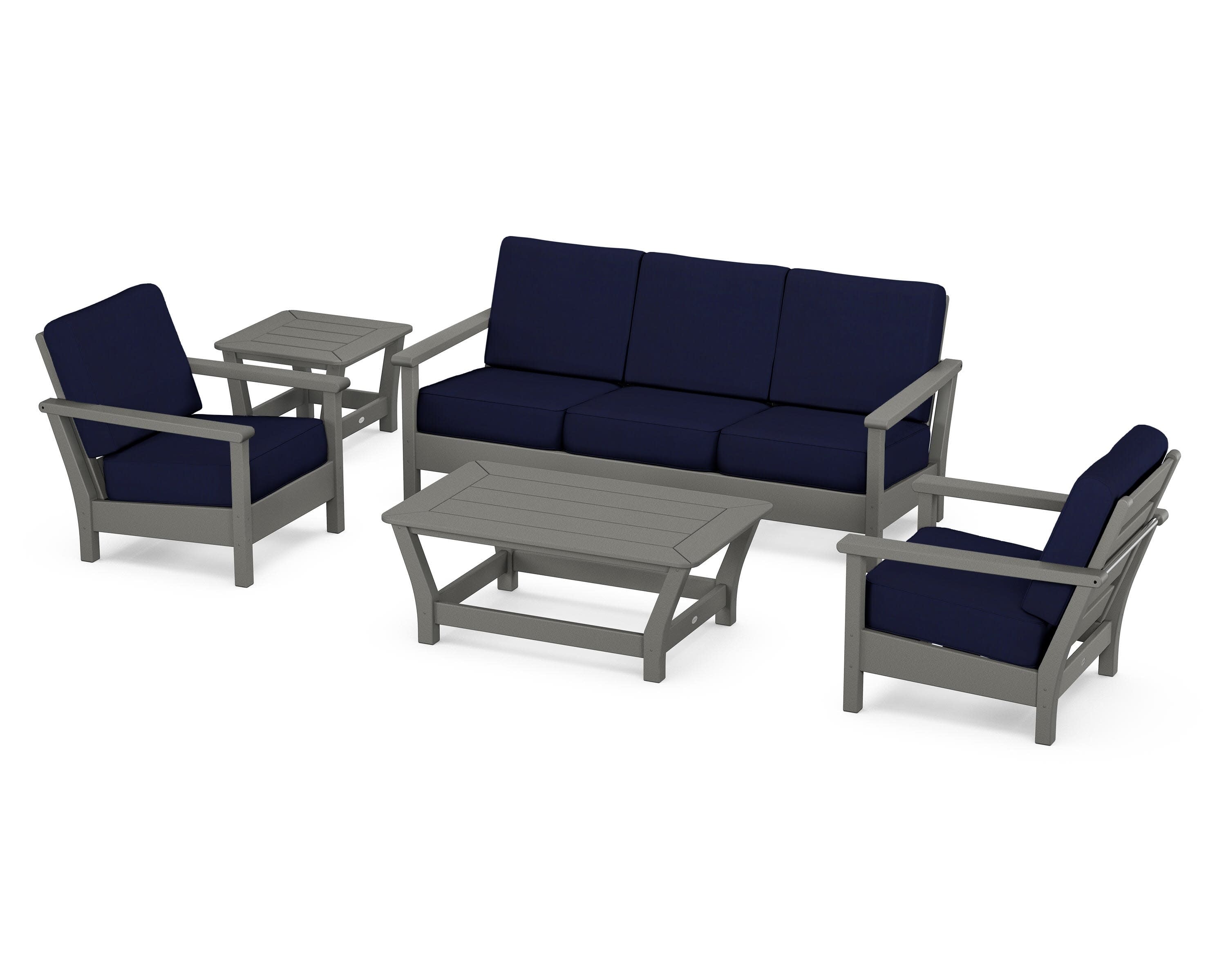 Harbour 5-Piece Deep Seating Set in Slate Grey / Navy