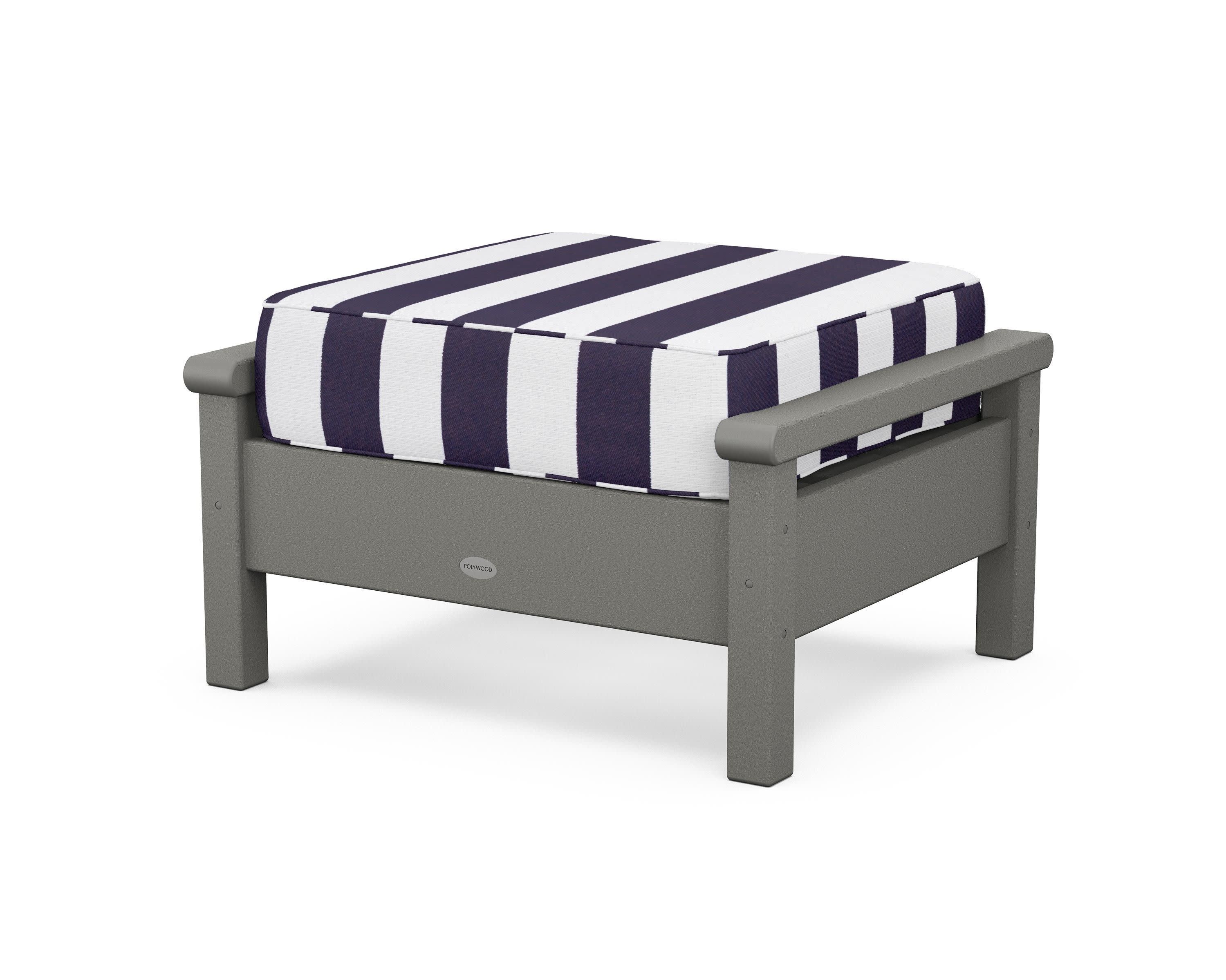 Harbour Deep Seating Ottoman in Slate Grey / Cabana Stripe Navy