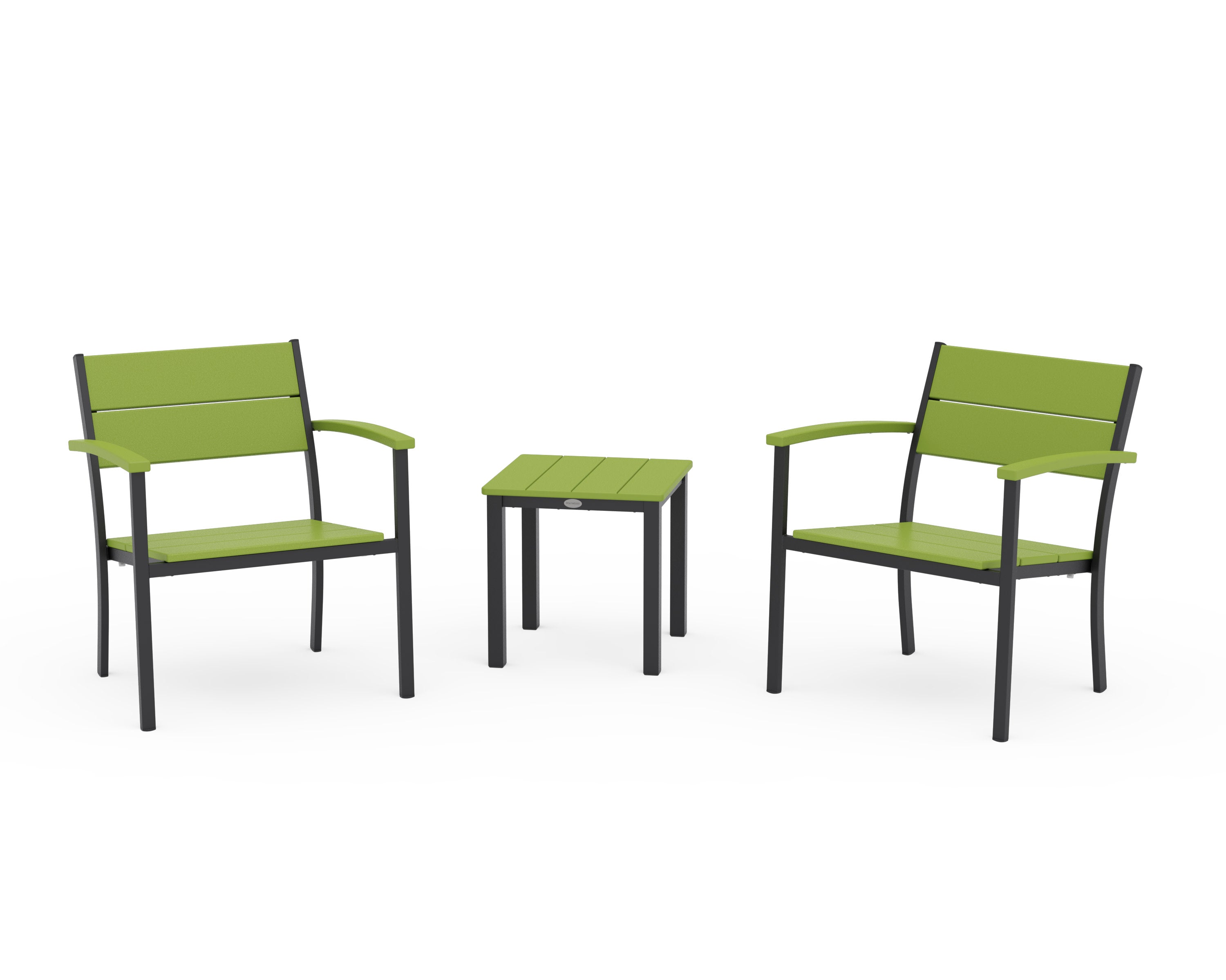 Main Street 3-Piece Lounge Chair Set in Black / Lime
