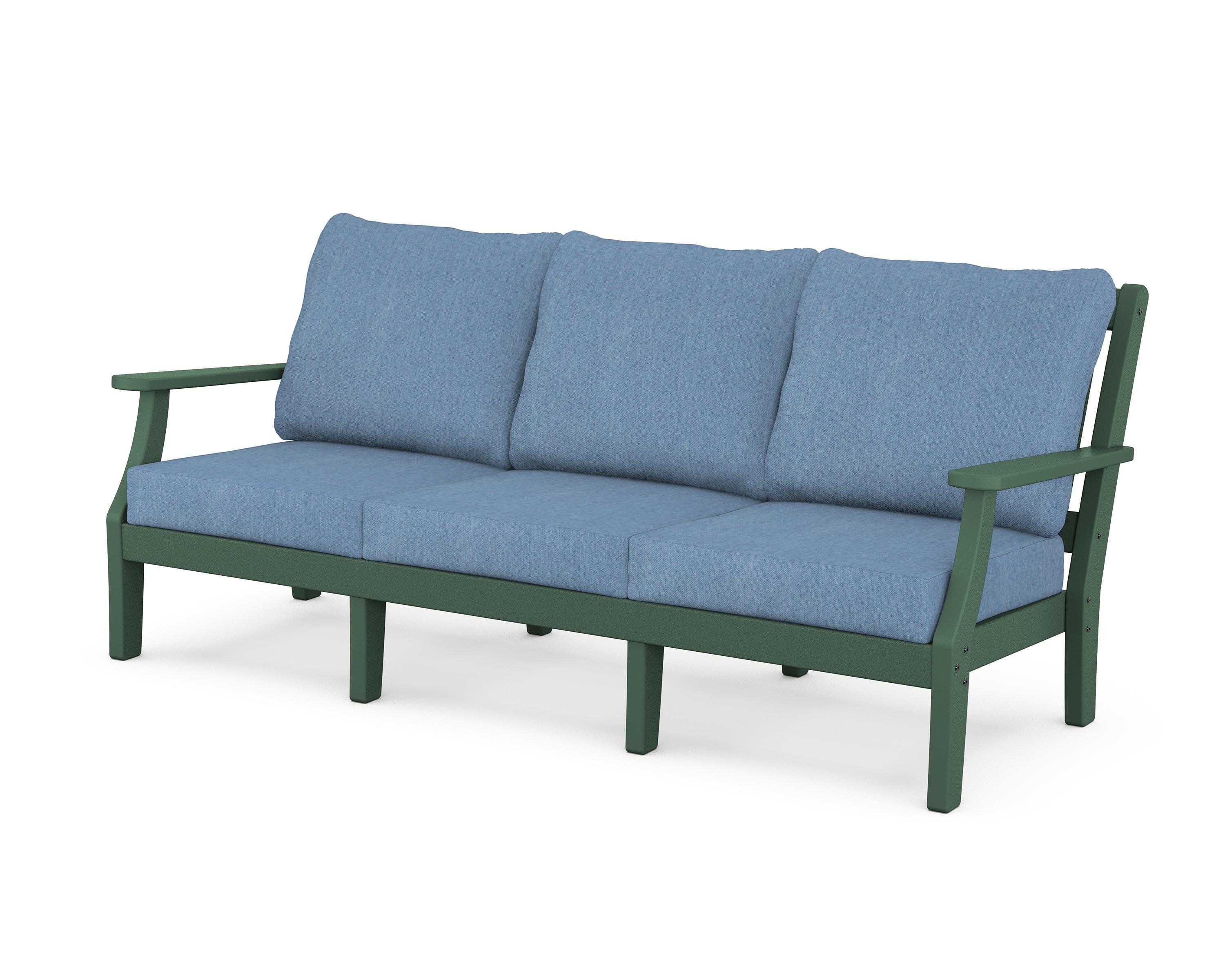Chinoiserie Deep Seating Sofa in Green / Sky Blue