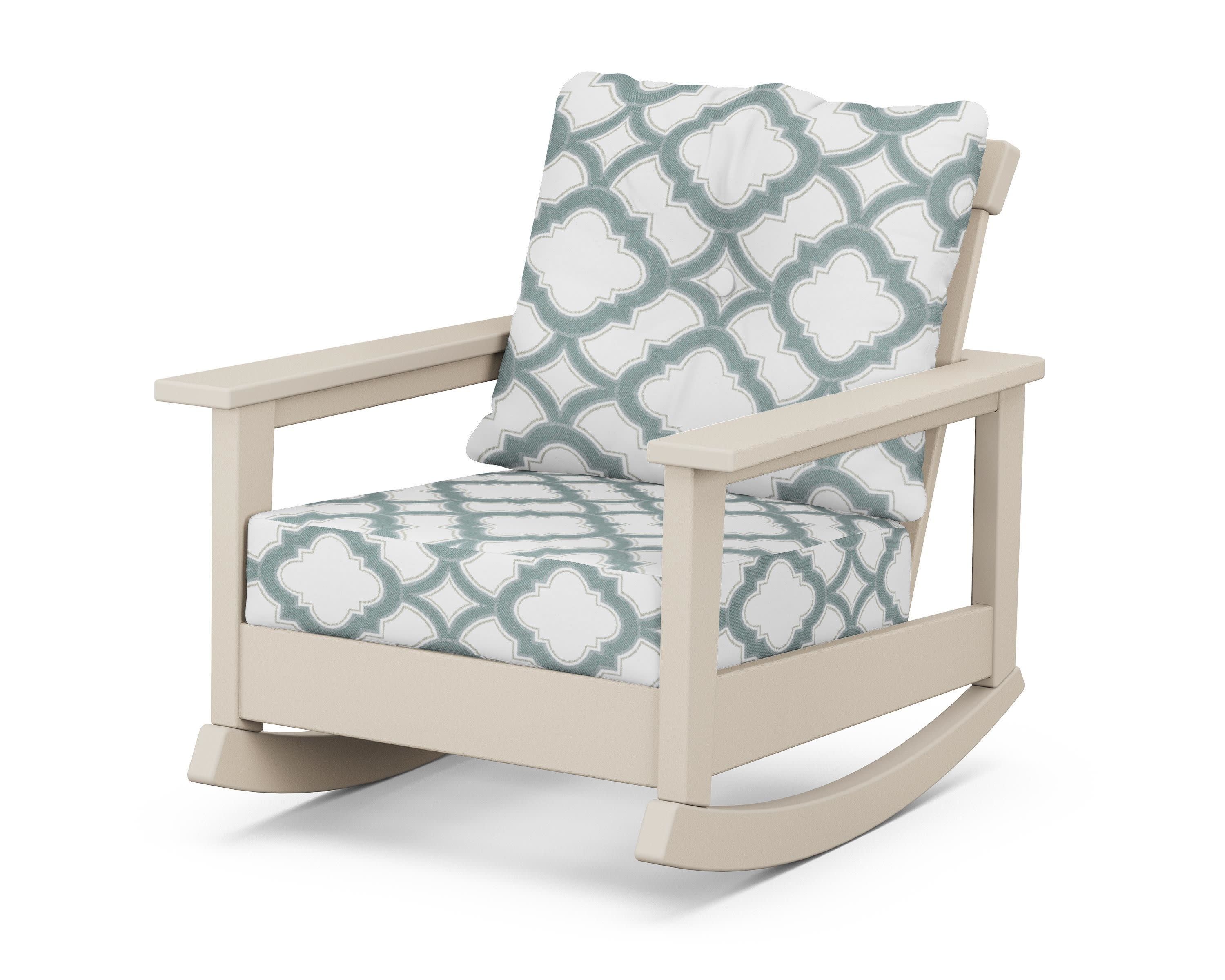 Prescott Deep Seating Rocking Chair in Sand / Trellis Glacier Spa
