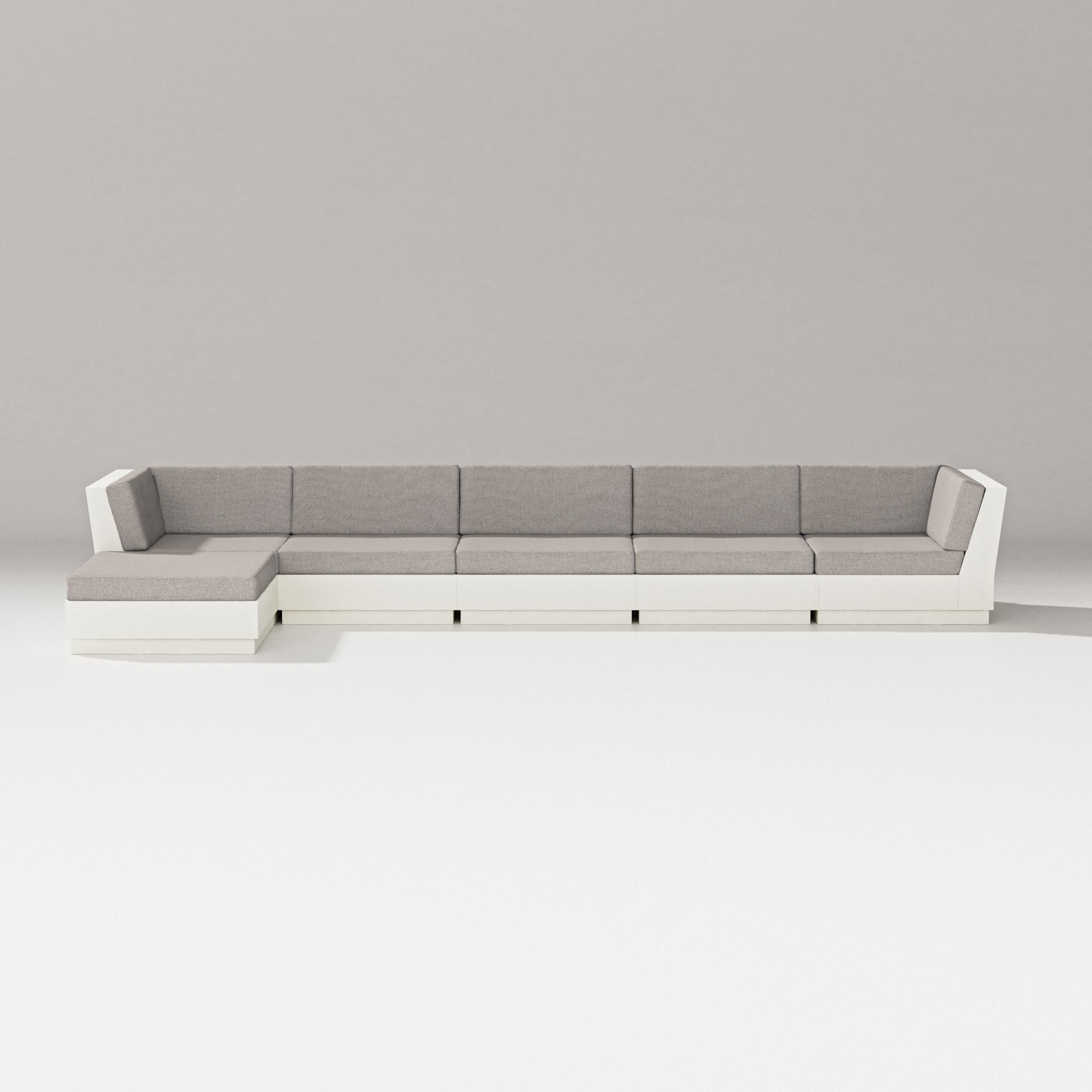 Elevate 6-Piece Chaise Sectional in Vintage White / Weathered Tweed