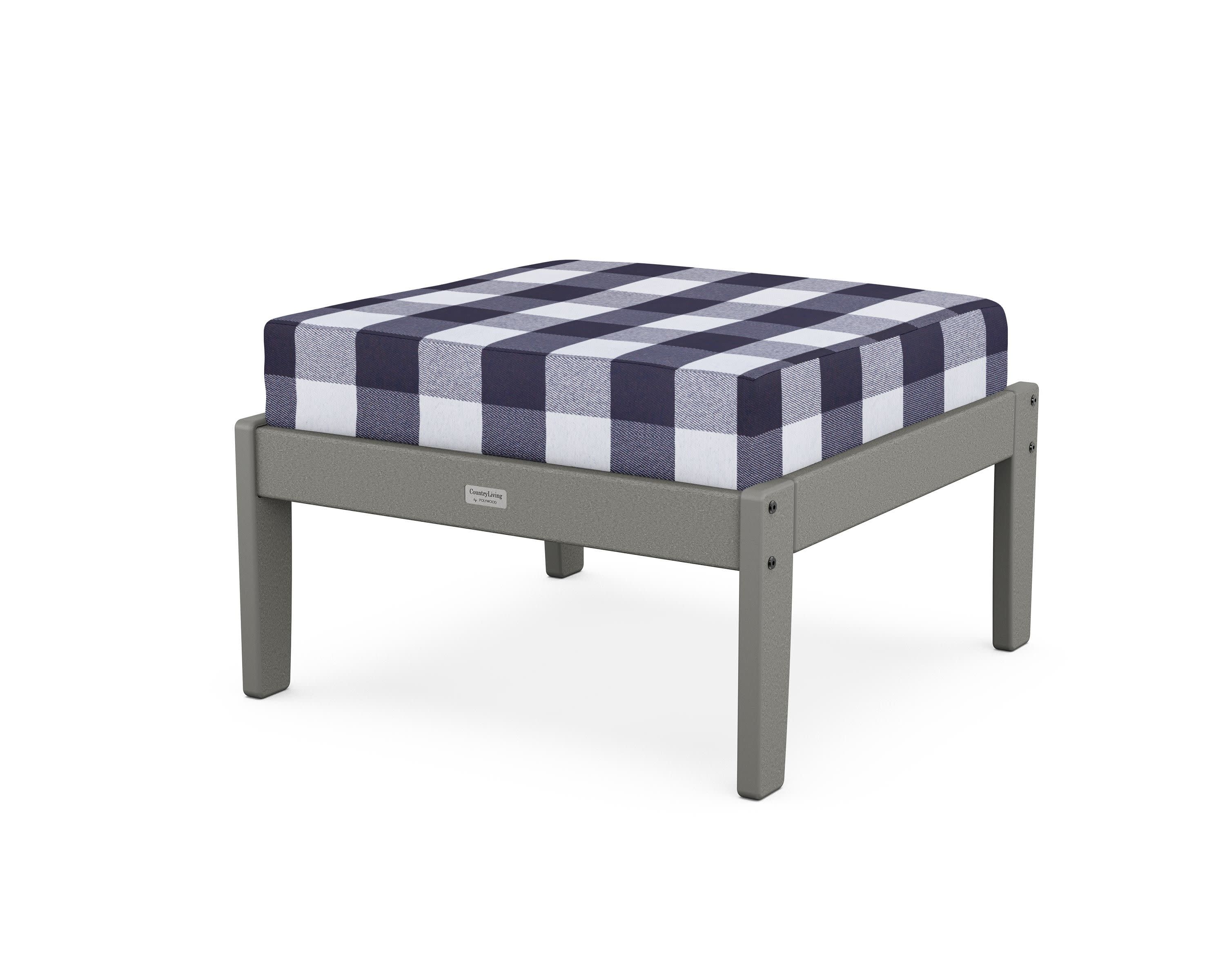 Cottage Deep Seating Ottoman in Slate Grey / Buffalo Plaid Navy