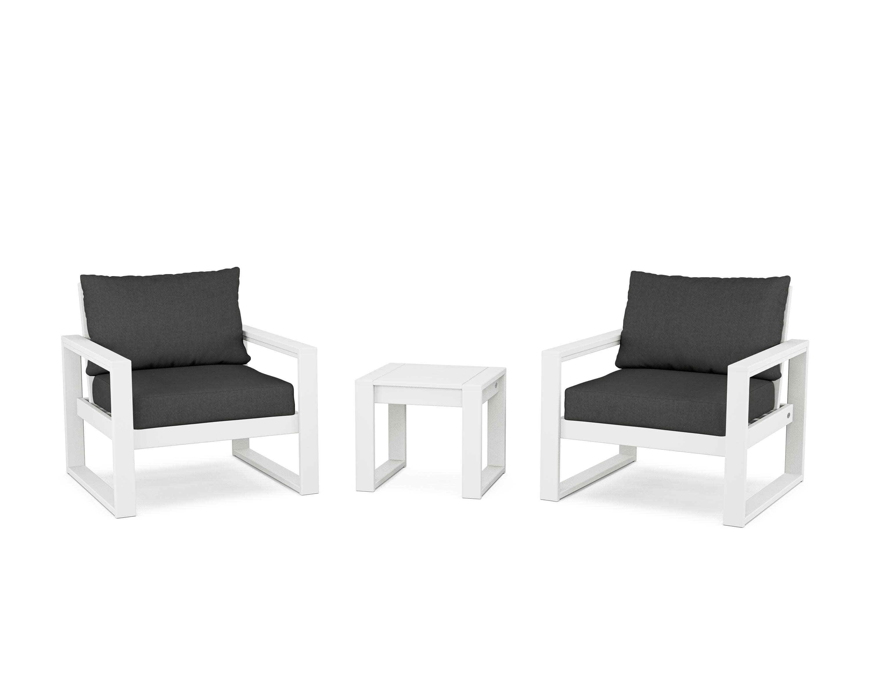 EDGE Sectional 3-Piece Deep Seating Set in White / Spectrum Carbon