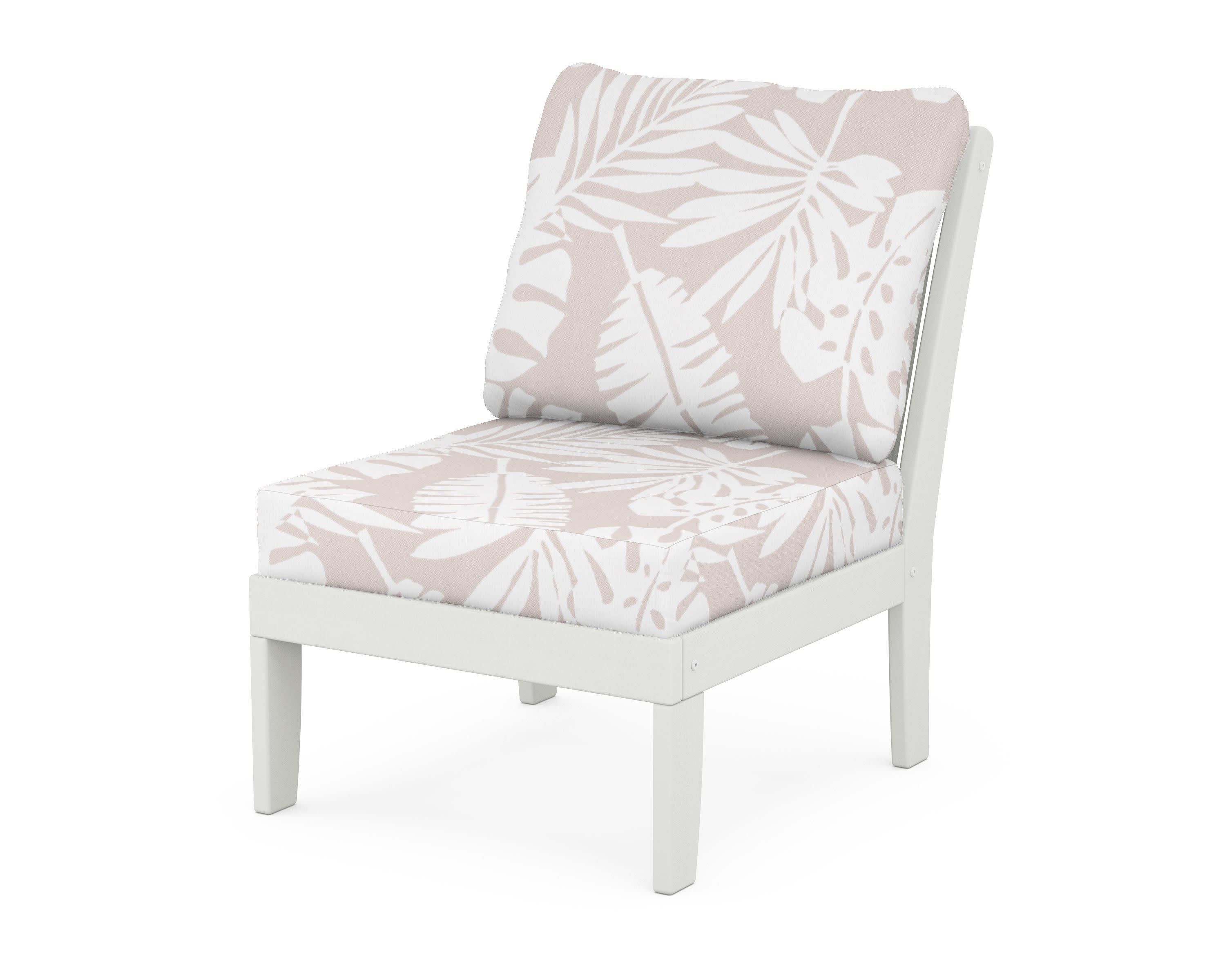Braxton Modular Armless Chair in Vintage White / Leaf Dune Burlap