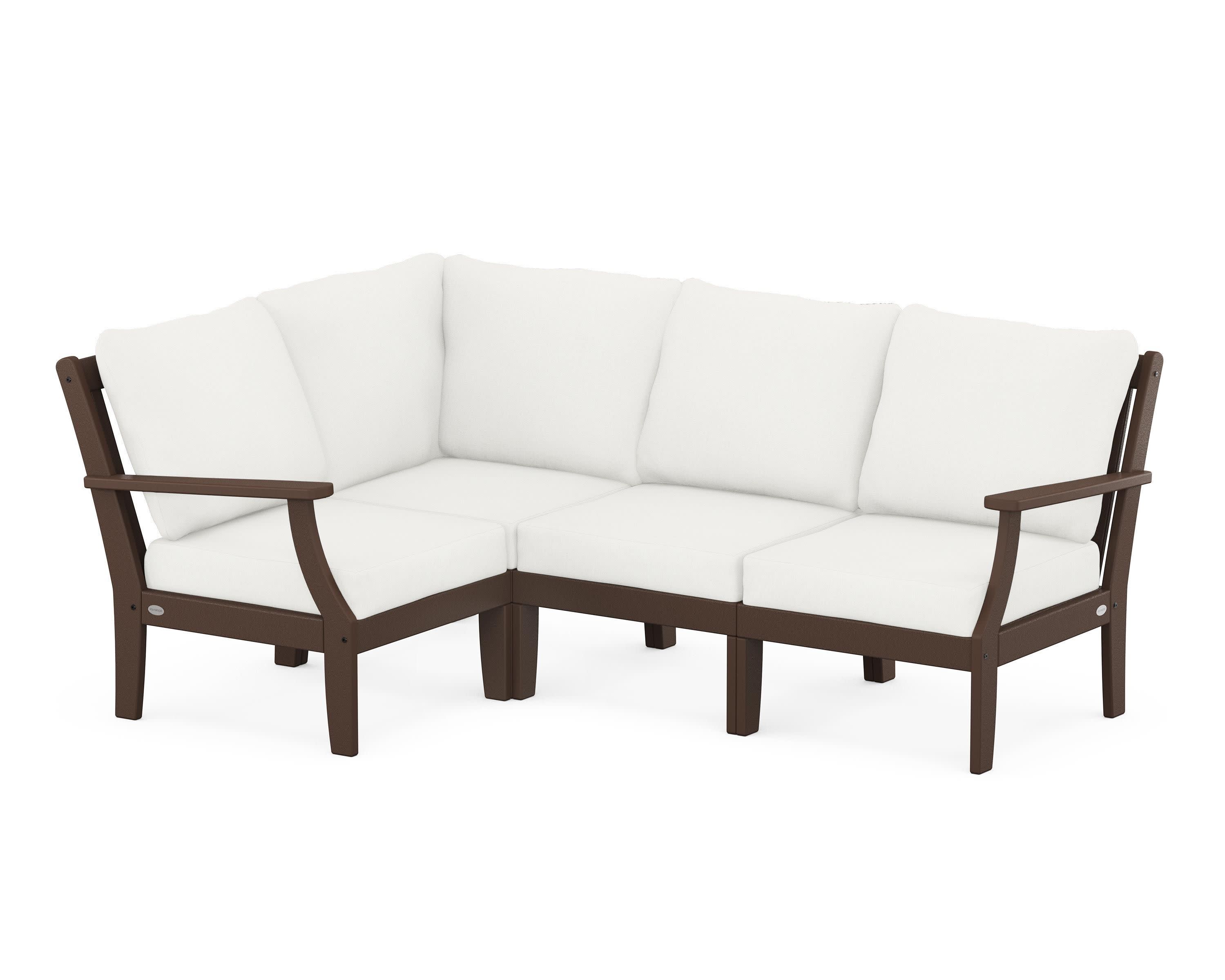 Braxton Modular 4-Piece Deep Seating Set in Mahogany / Natural Linen