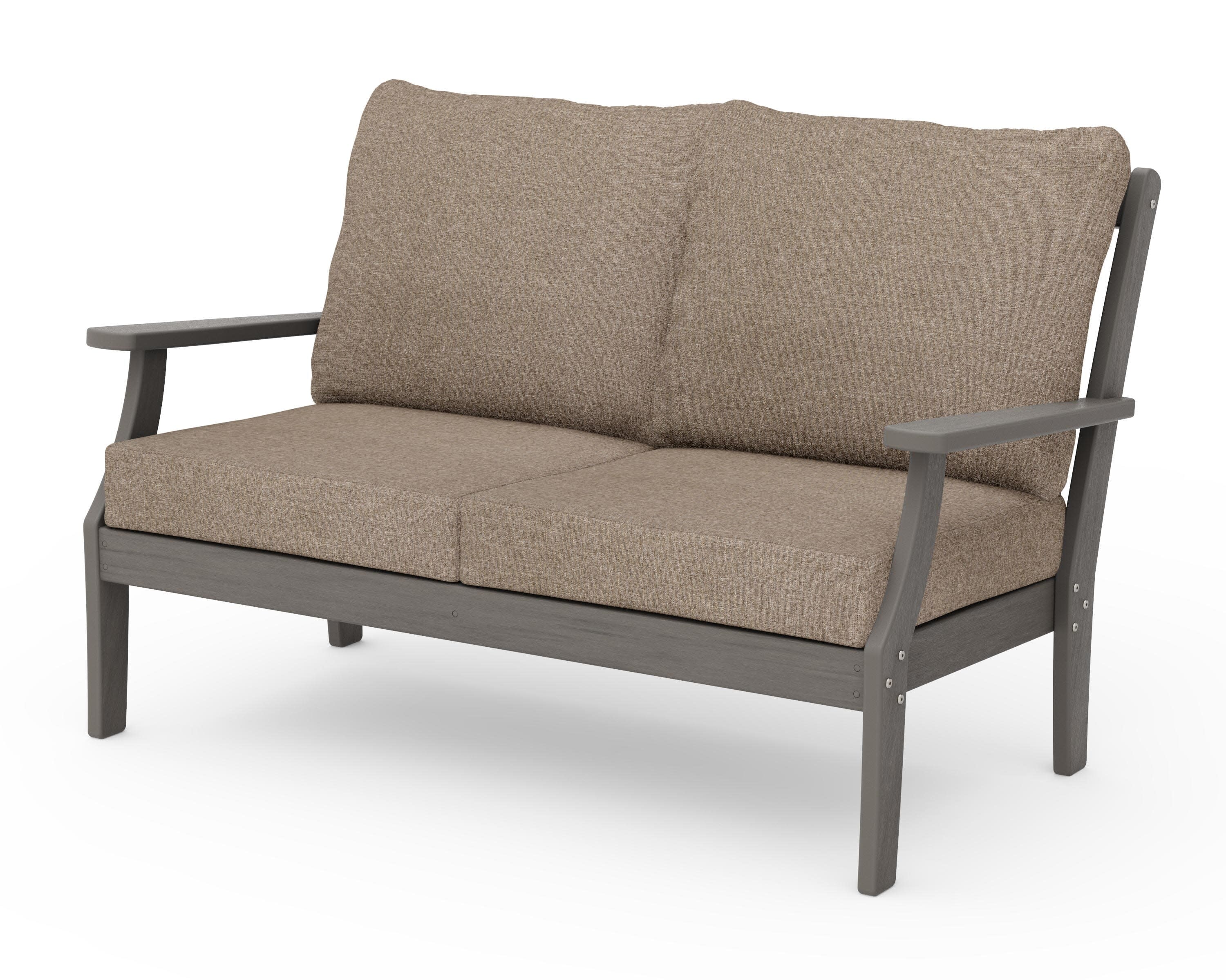 Braxton Deep Seating Loveseat in Driftwood / Spiced Burlap