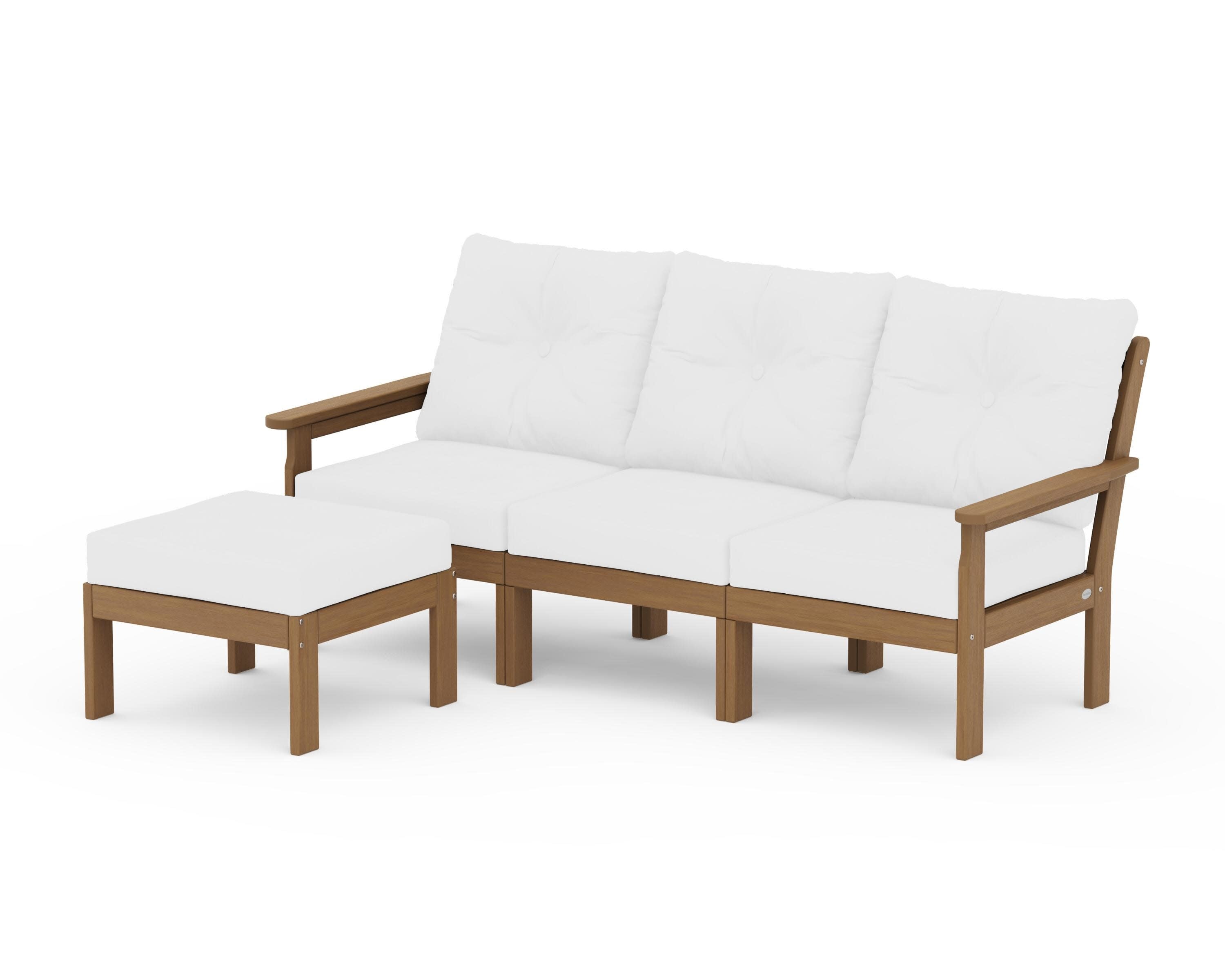 Vineyard 4-Piece Sectional with Ottoman in Natural / Natural