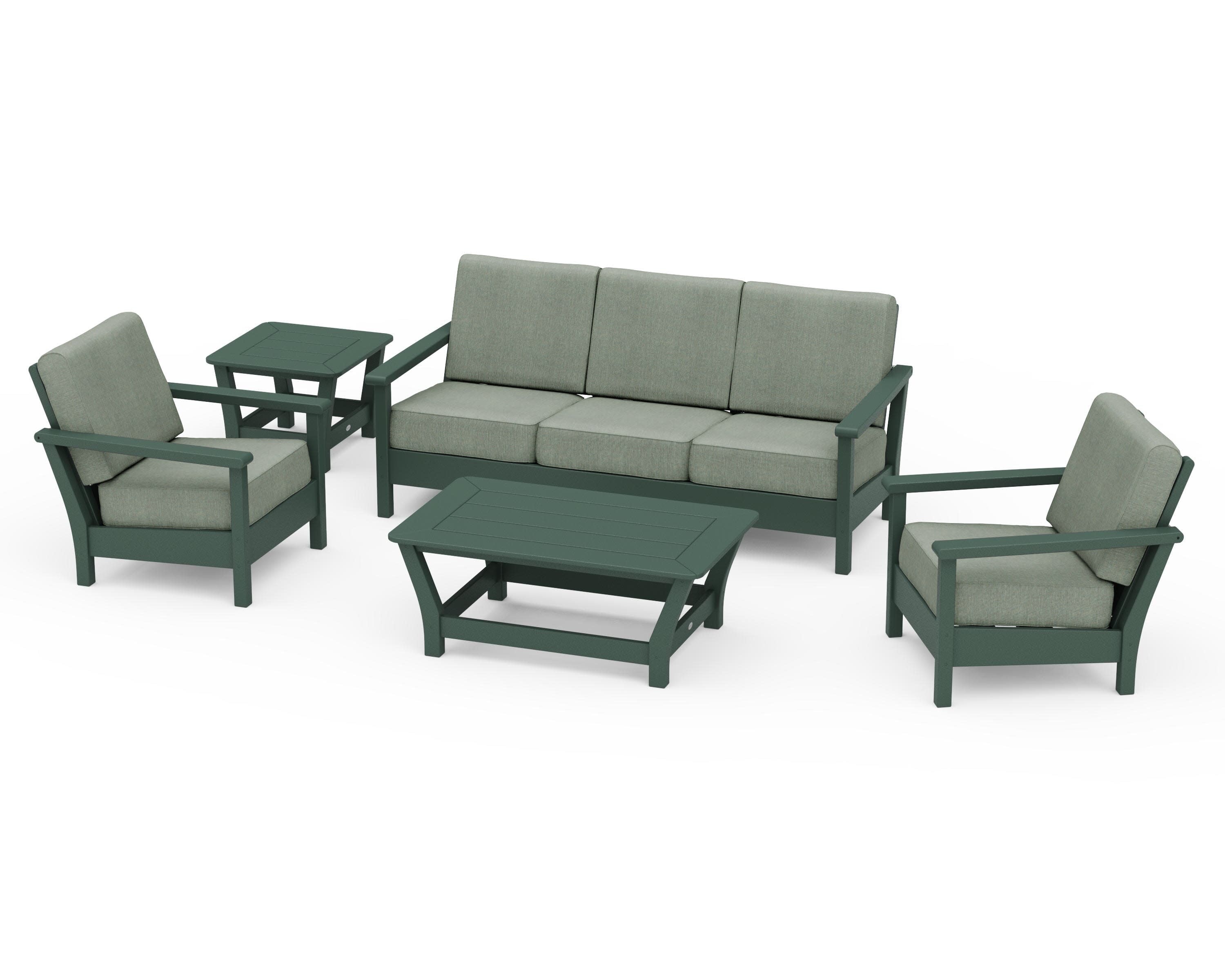 Harbour 5-Piece Deep Seating Set in Green / Cast Sage