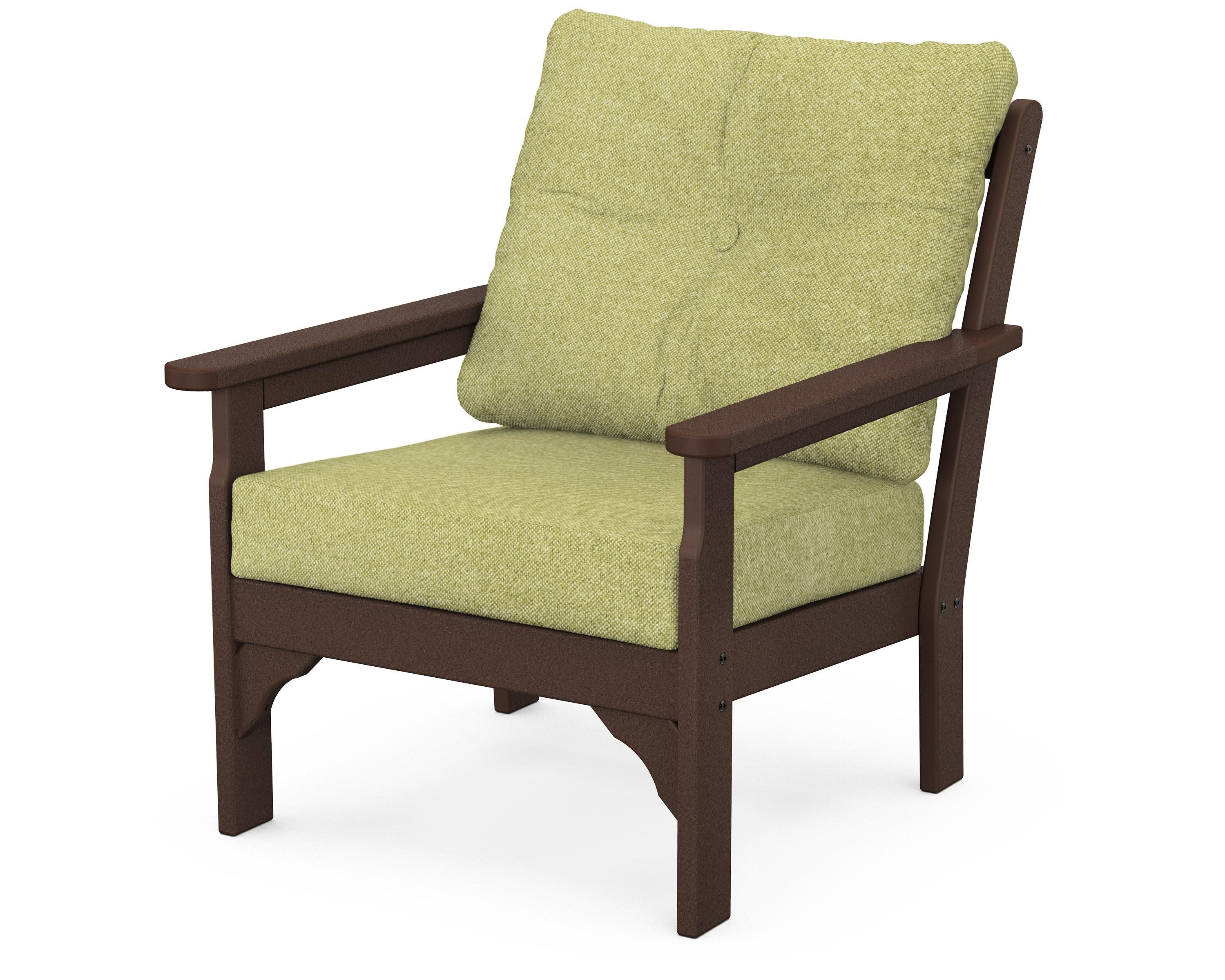 Vineyard Deep Seating Chair in Mahogany / Chartreuse Boucle