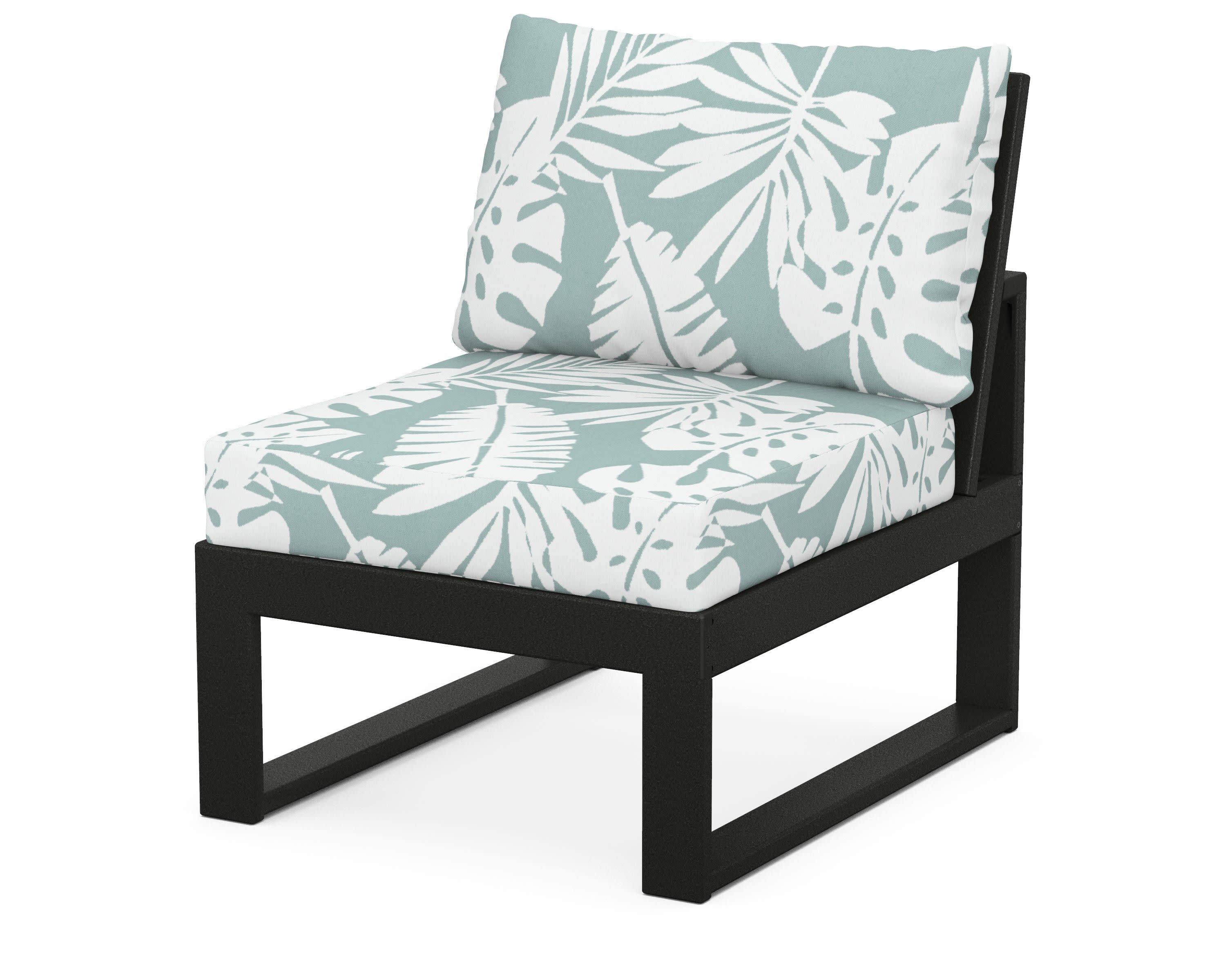 Modular Armless Chair in Black / Leaf Glacier Spa