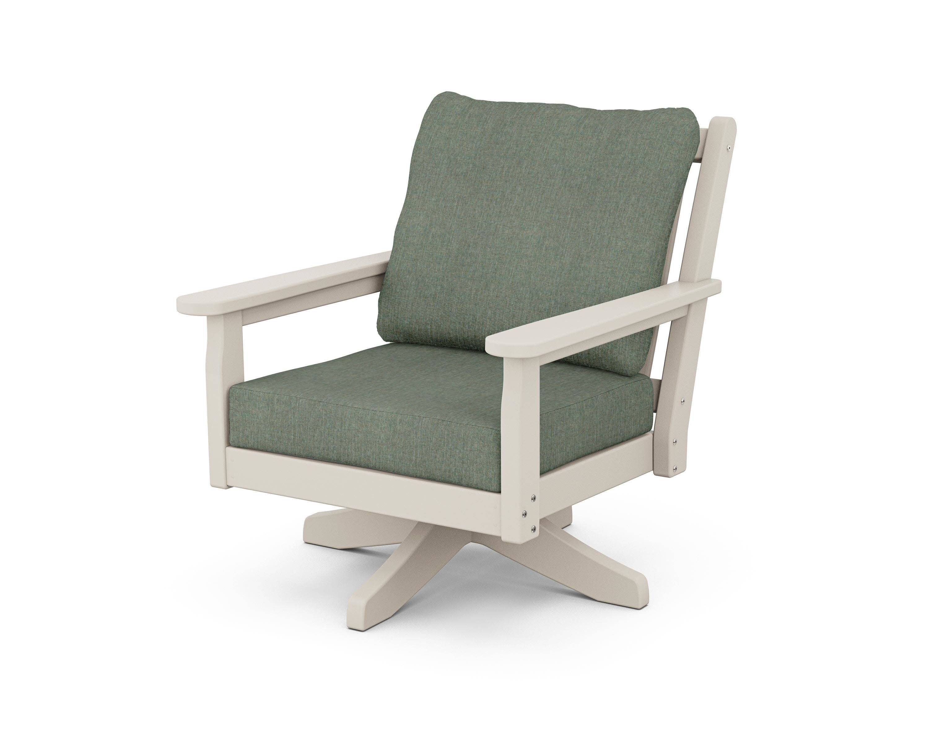 Chippendale Deep Seating Swivel Chair in Sand / Cast Sage
