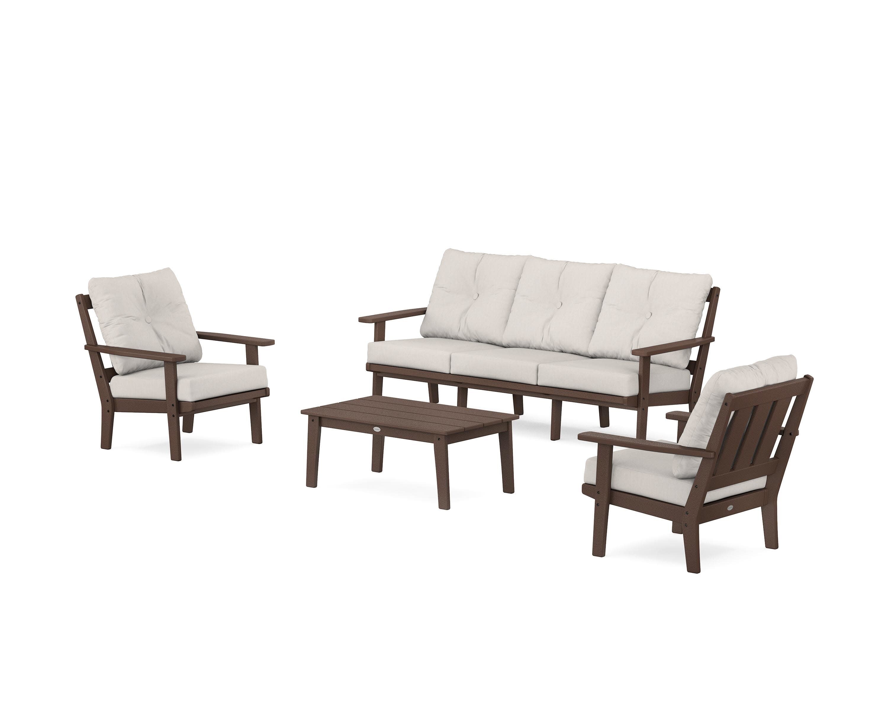 Oxford 4-Piece Deep Seating Set with Sofa in Mahogany / Cast Ash