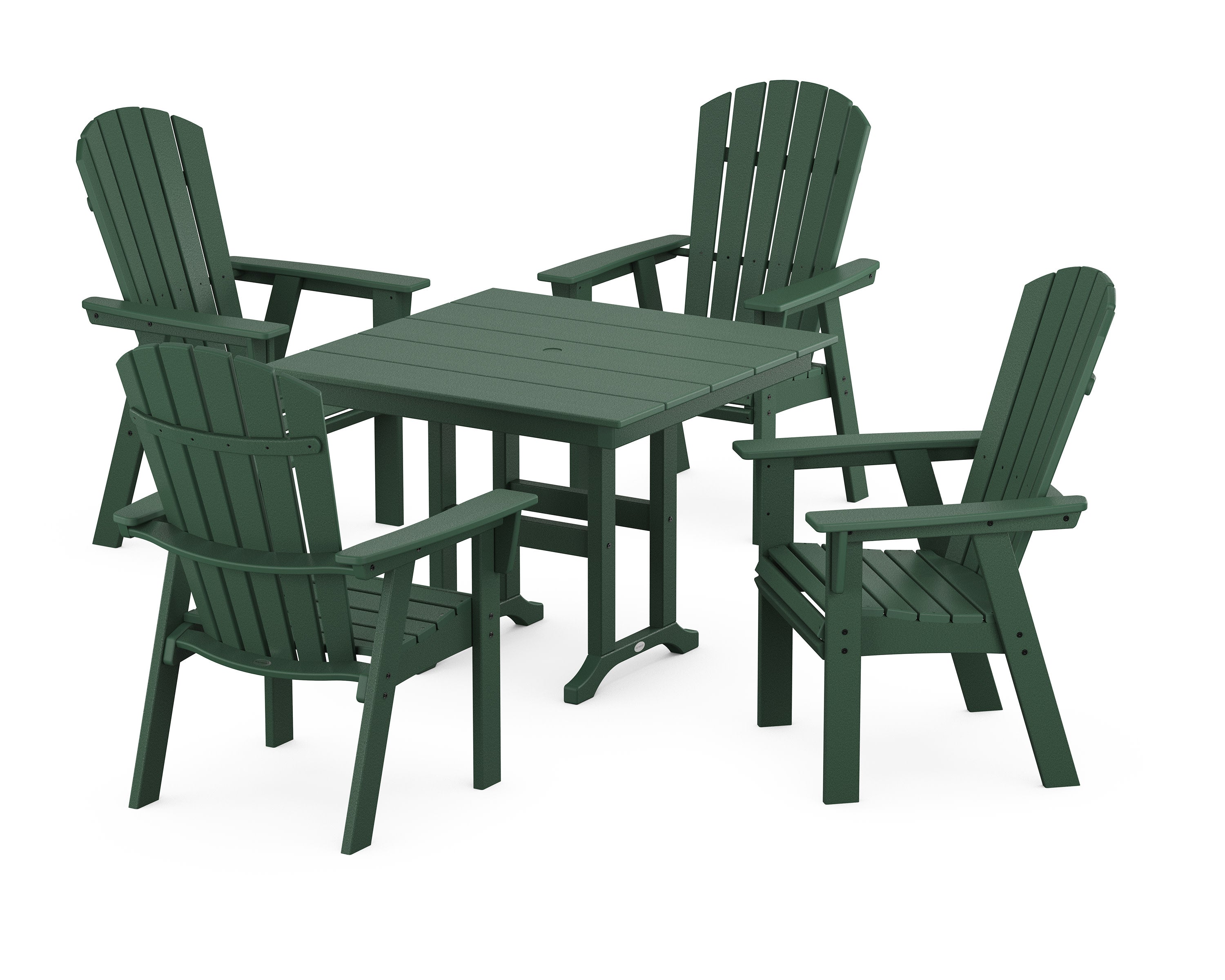 Nautical Curveback Adirondack 5-Piece Farmhouse Dining Set in Green