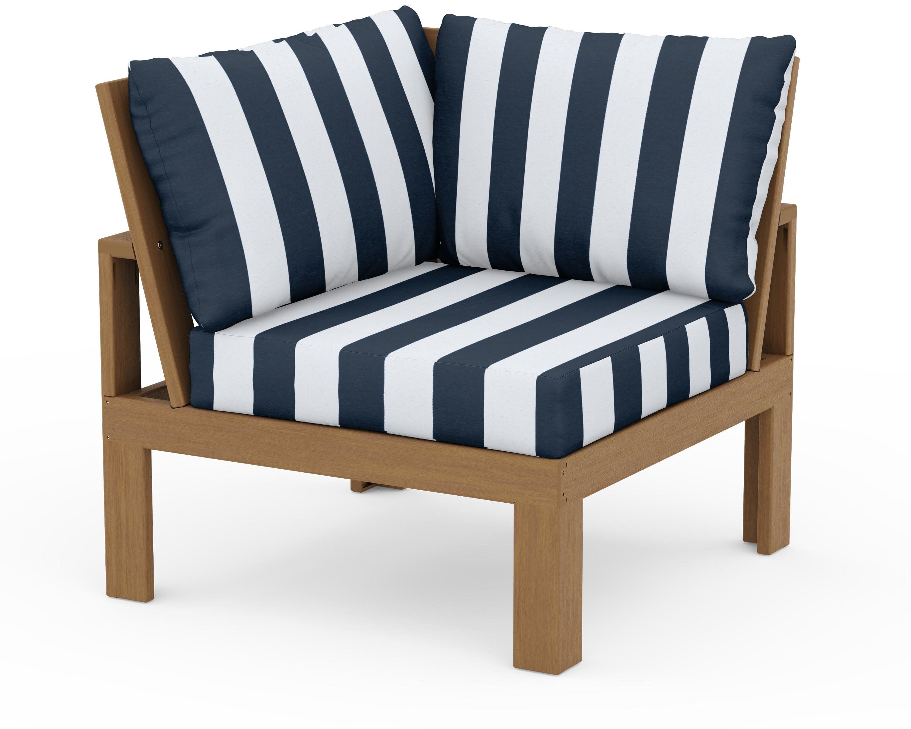 Modular Corner Chair in Natural / Cabana Stripe Marine Indigo