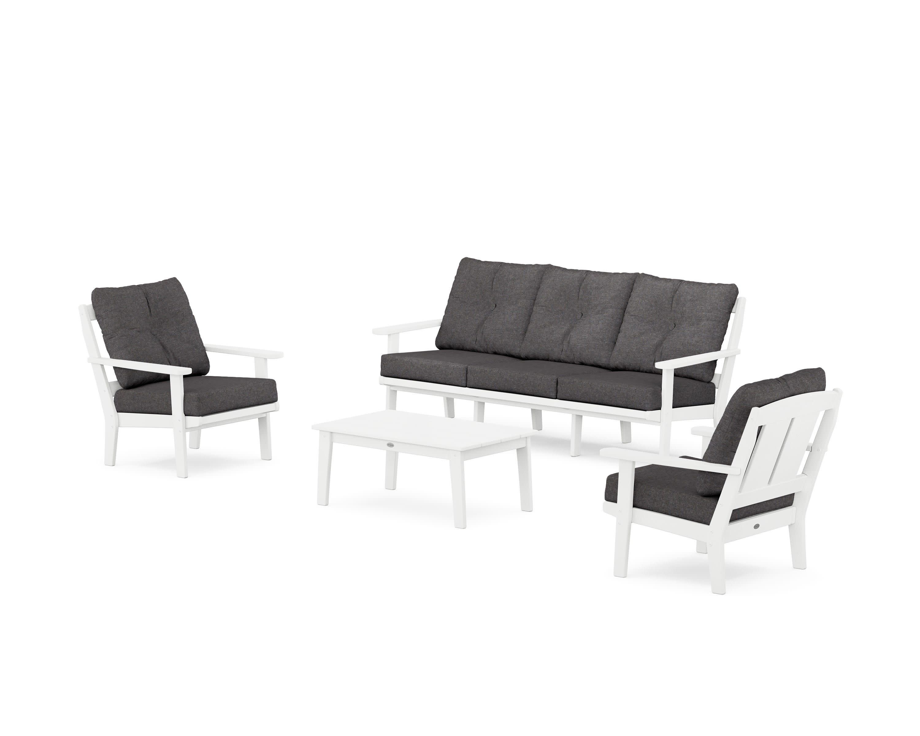 Mission 4-Piece Deep Seating Set with Sofa in White / Ash Charcoal