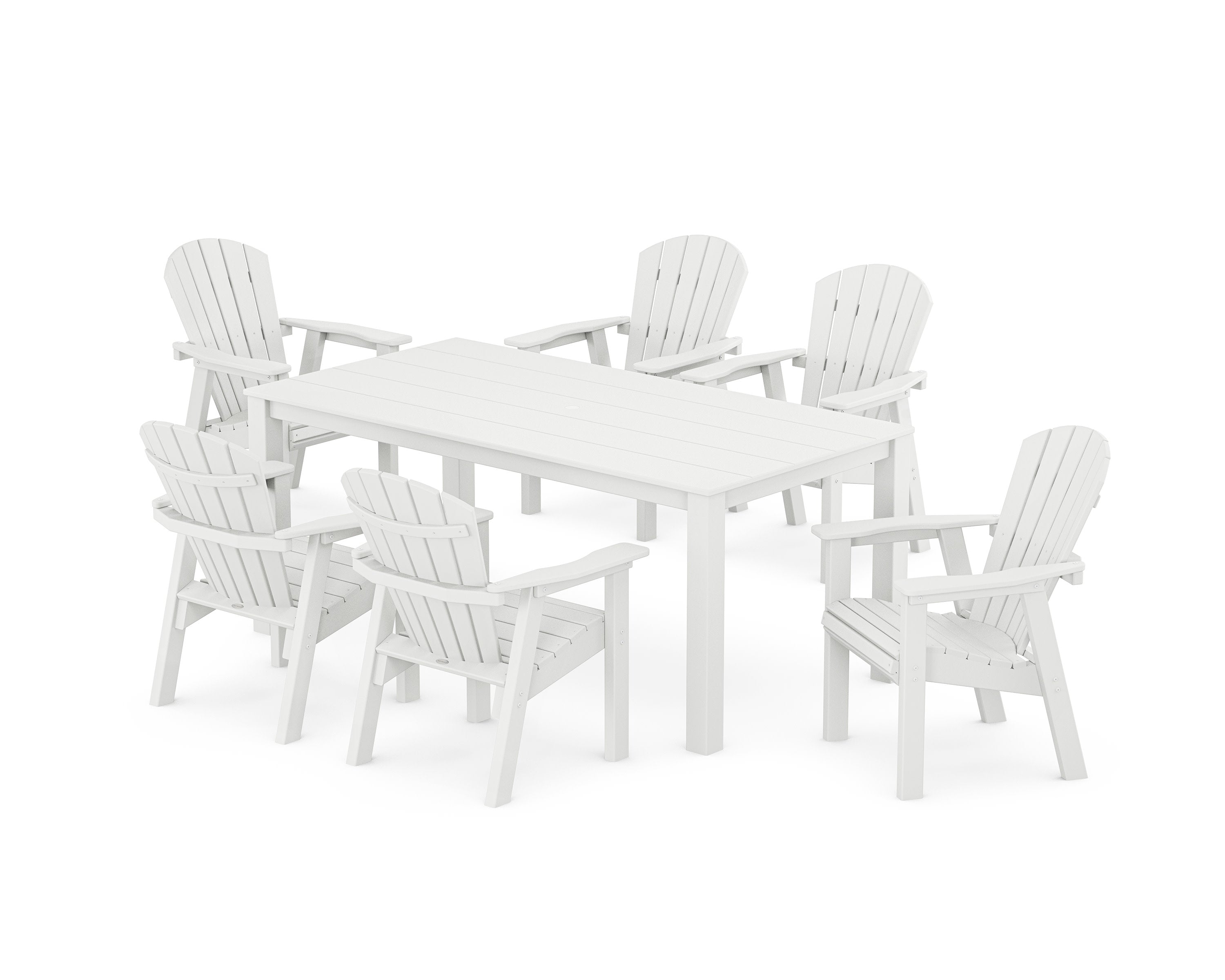 Seashell 7-Piece Parsons Dining Set in White