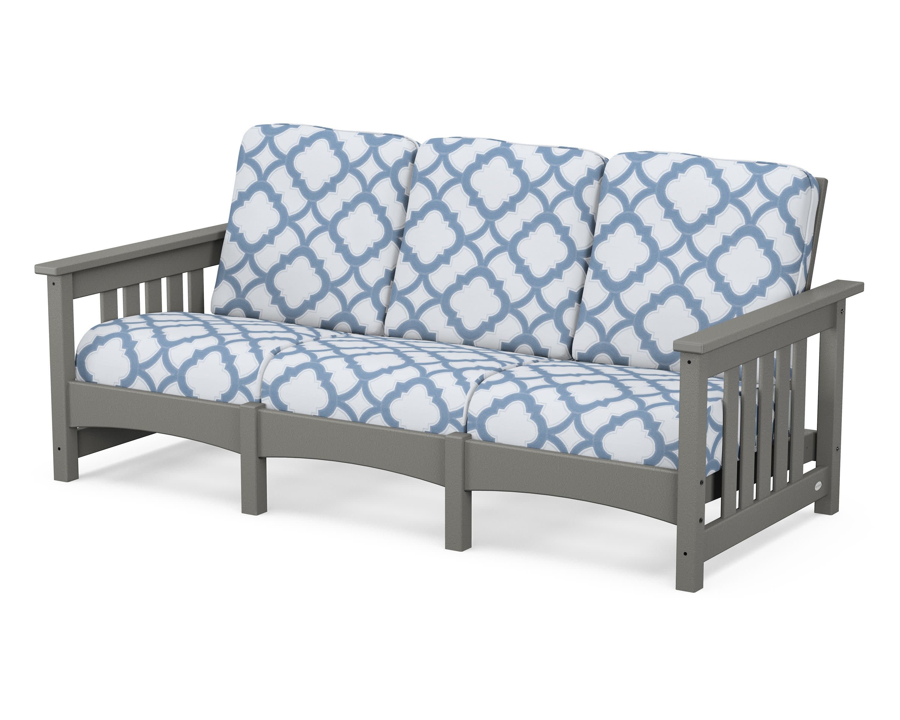 Club Mission Sofa in Slate Grey / Trellis Sky Blue