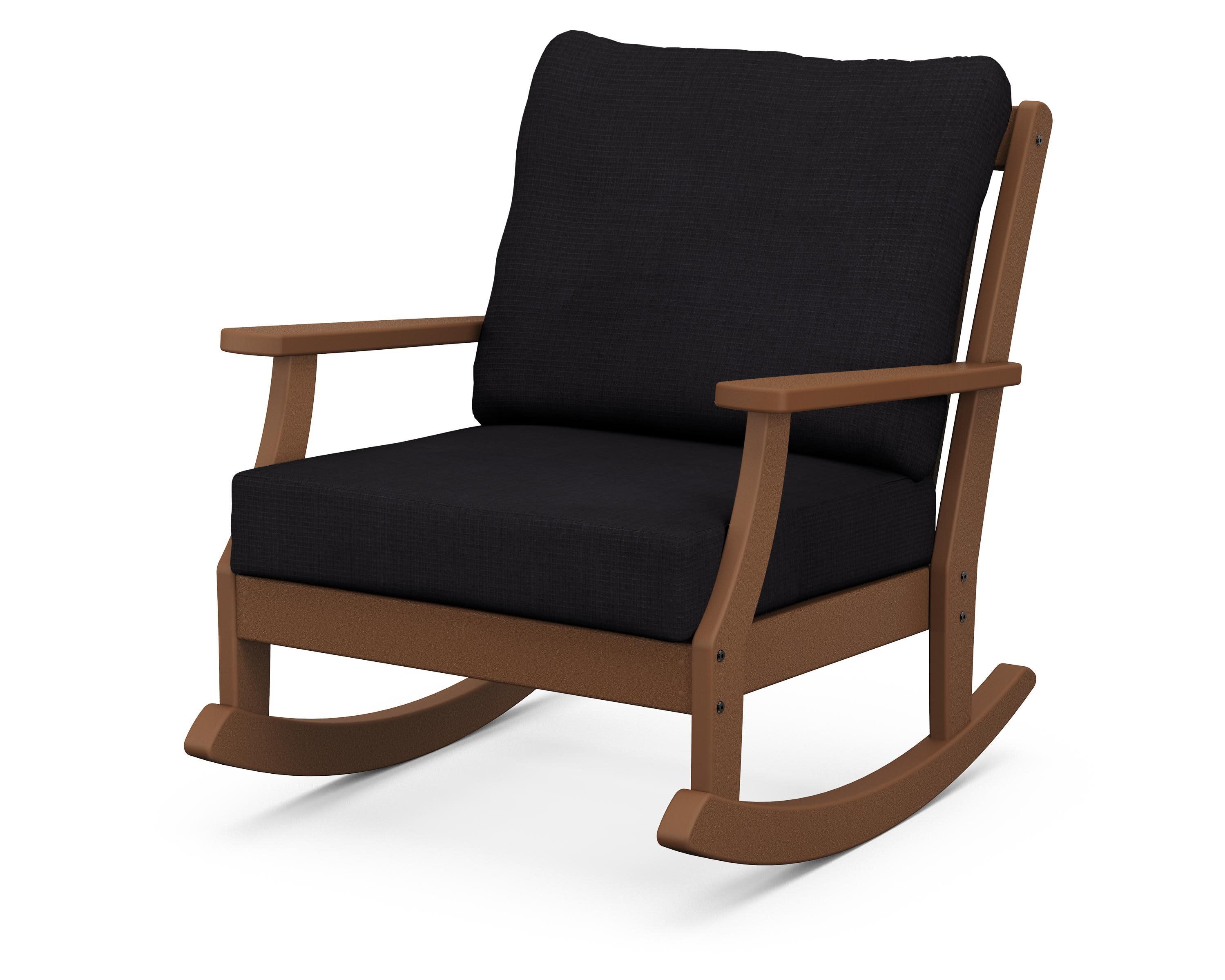Braxton Deep Seating Rocking Chair in Teak / Midnight Linen