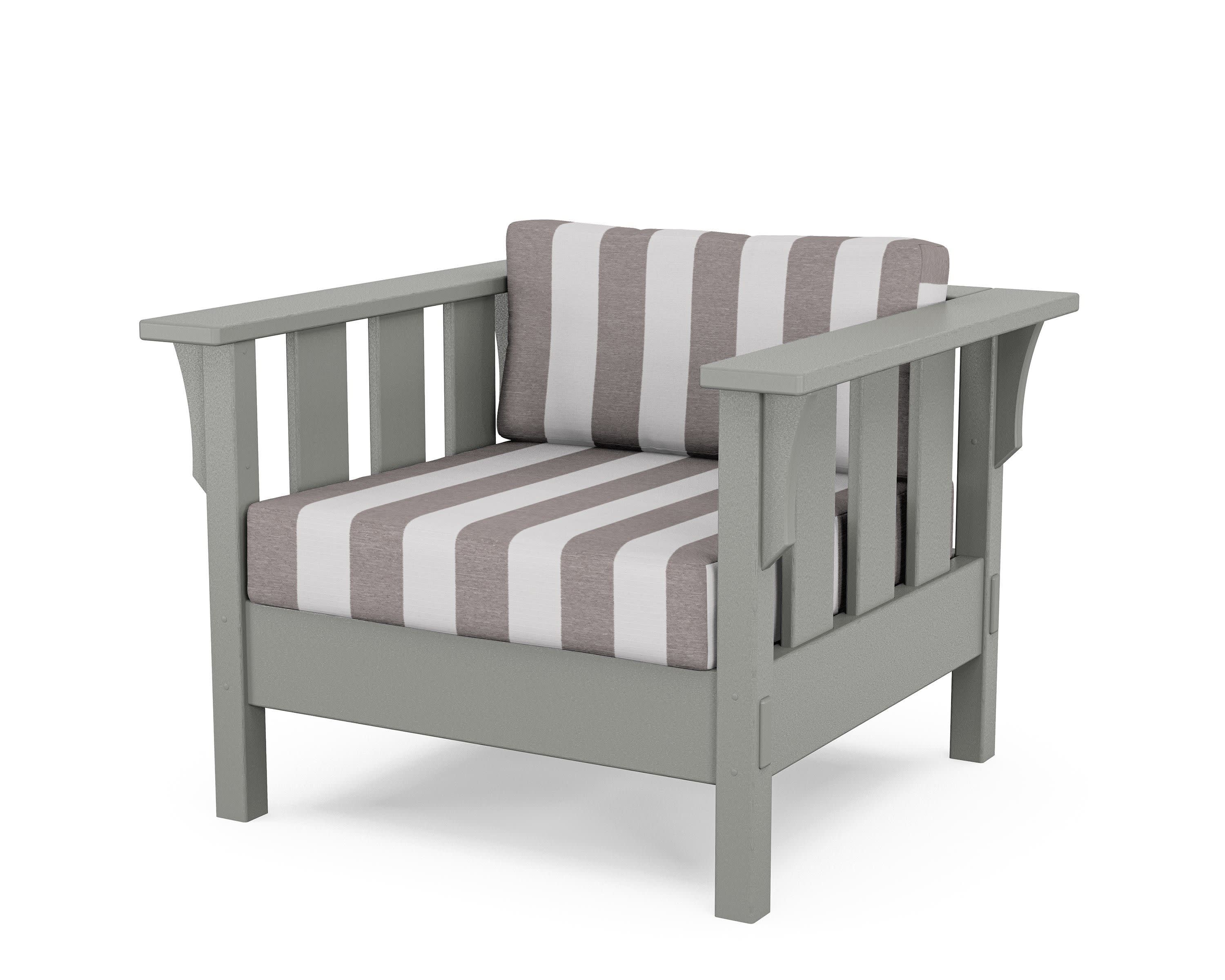 Acadia Deep Seating Chair in Slate Grey / Cabana Stripe Grey Mist