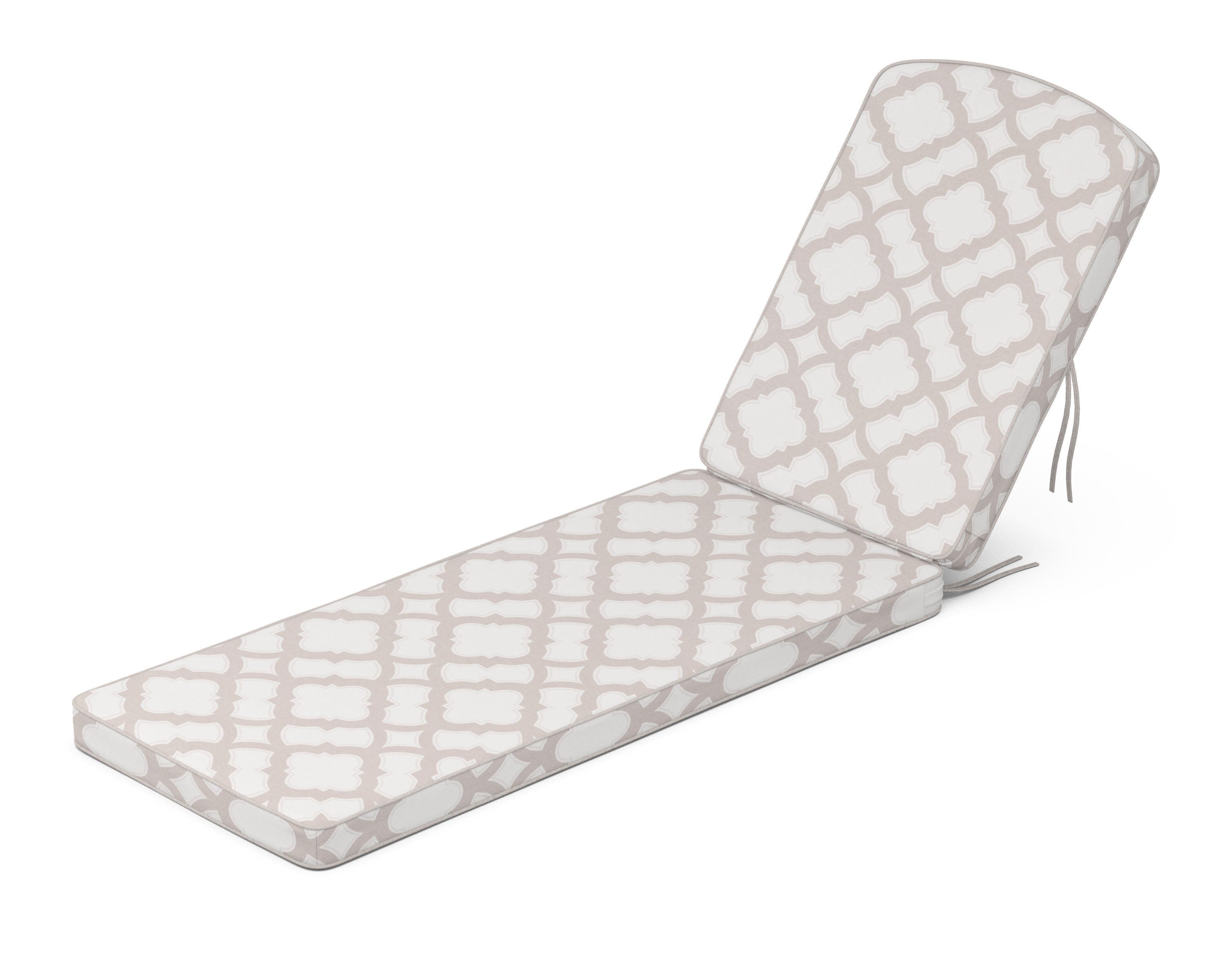 Chinoiserie Chaise Cushion in Trellis Dune Burlap