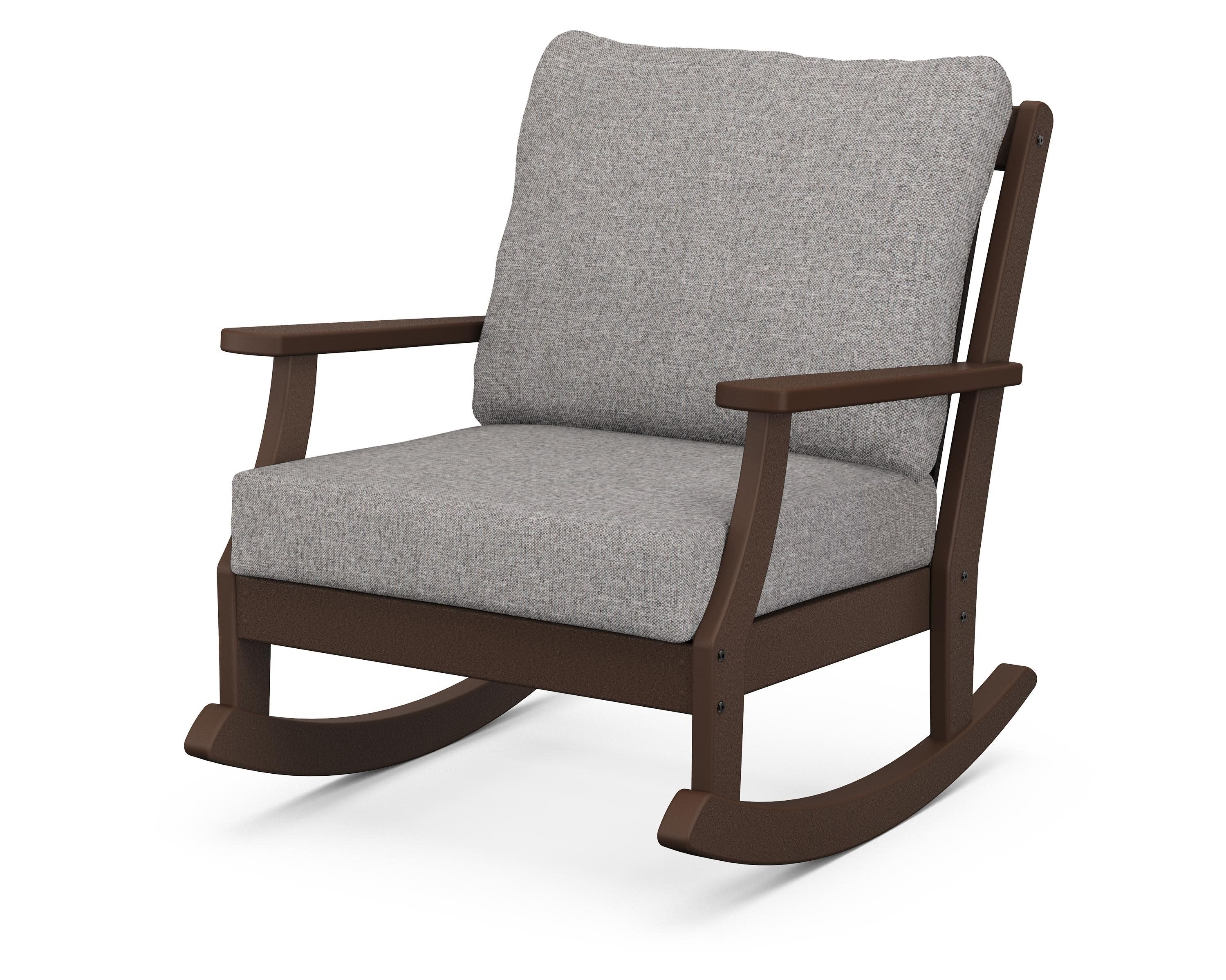 Braxton Deep Seating Rocking Chair in Mahogany / Grey Mist