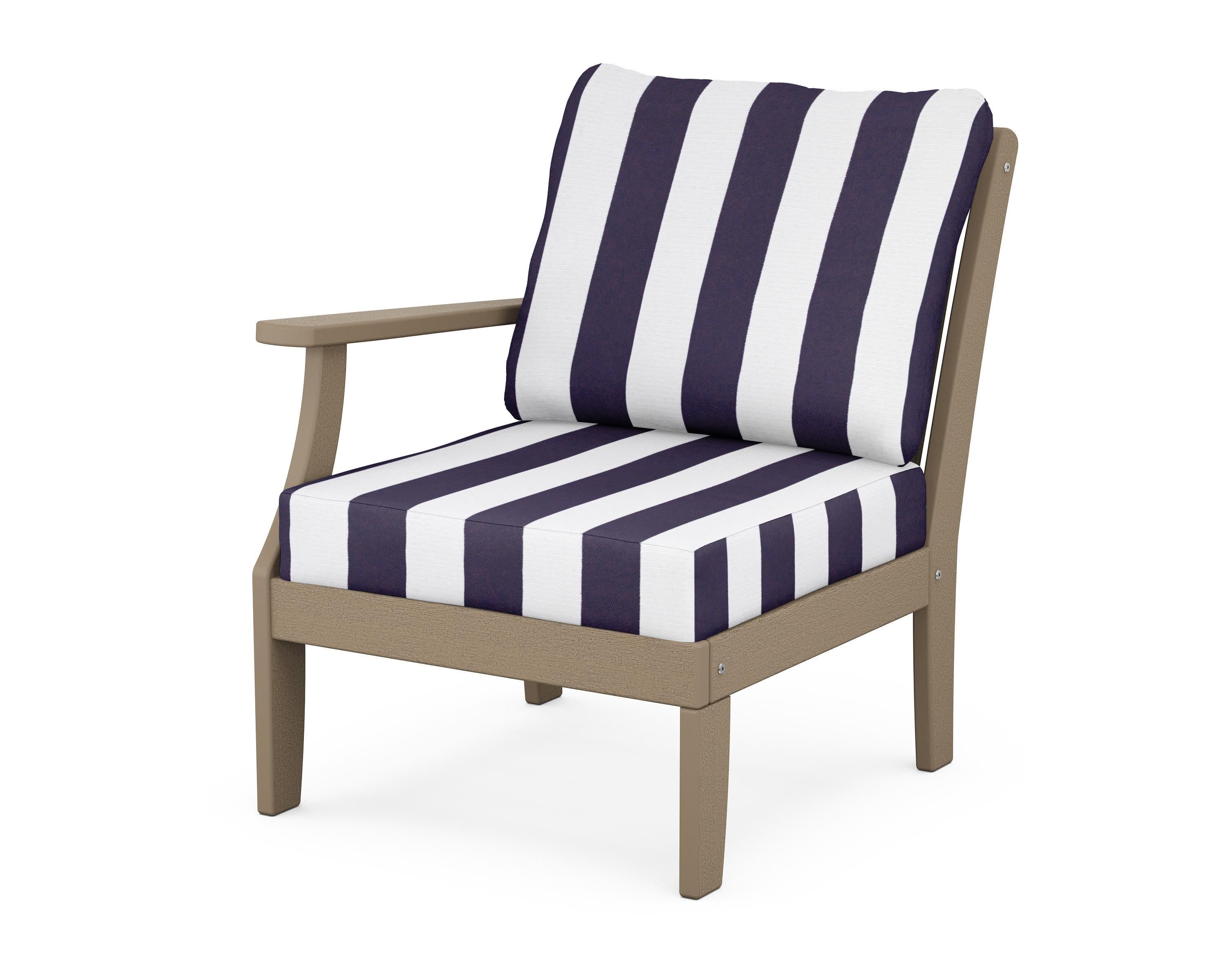 Braxton Modular Left Arm Chair in Vintage Sahara / Cabana Stripe Navy