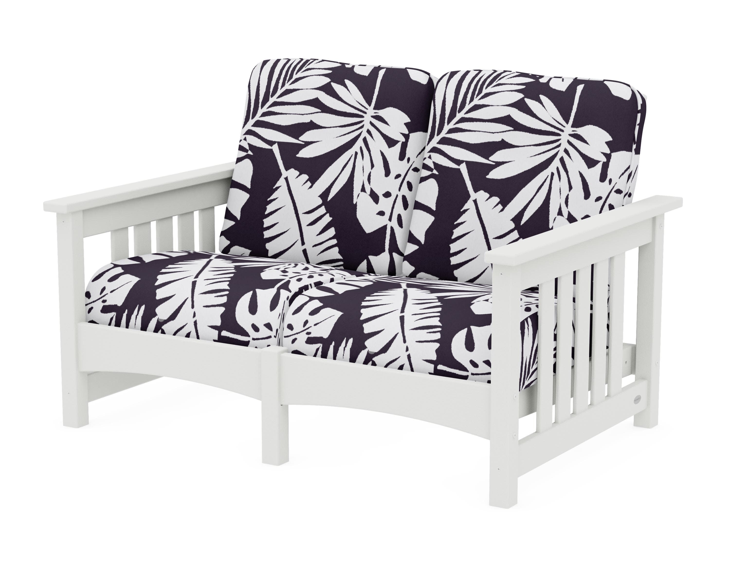 Club Mission Loveseat in Vintage White / Leaf Navy