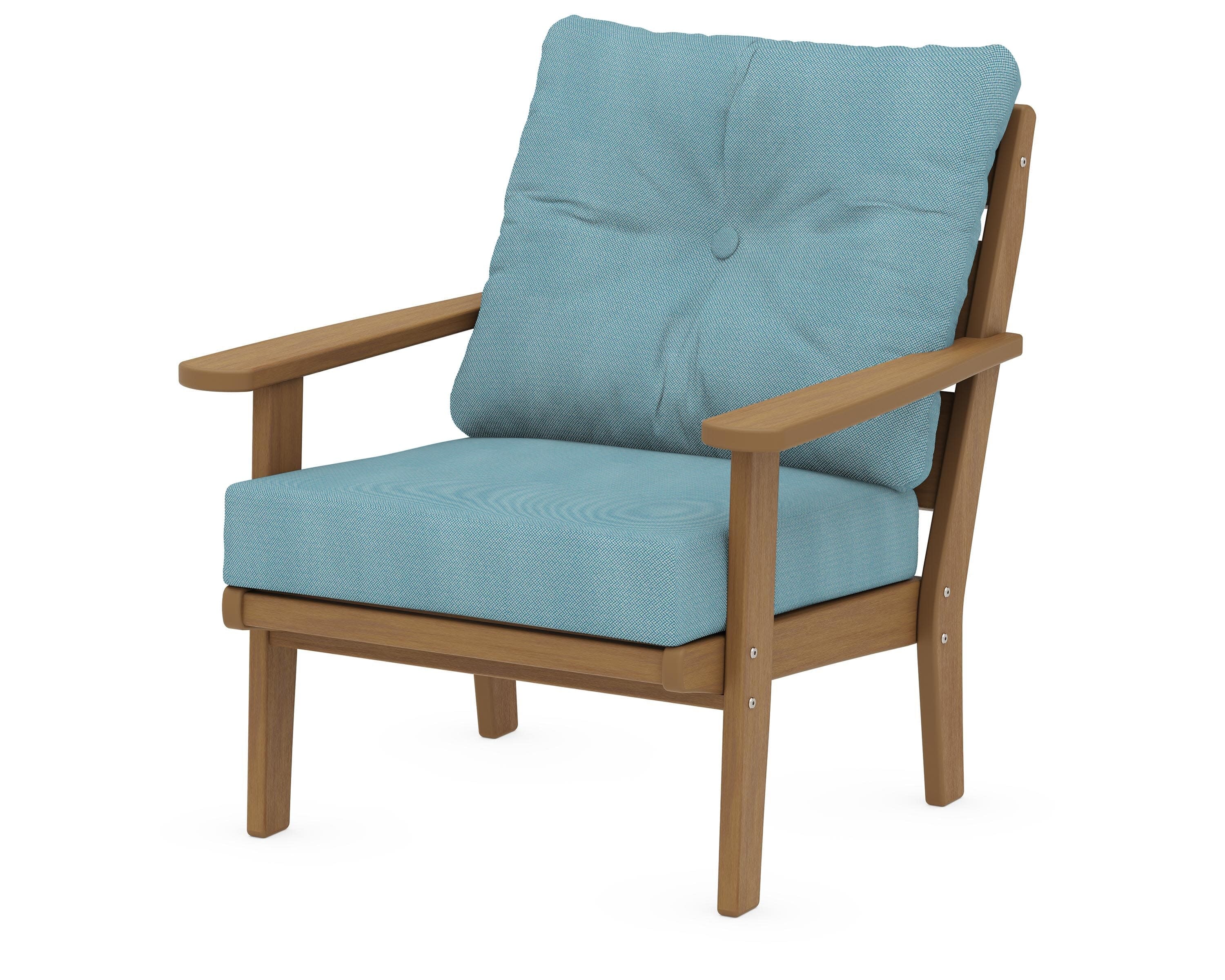 Lakeside Deep Seating Chair in Natural / Lattice Sky Blue