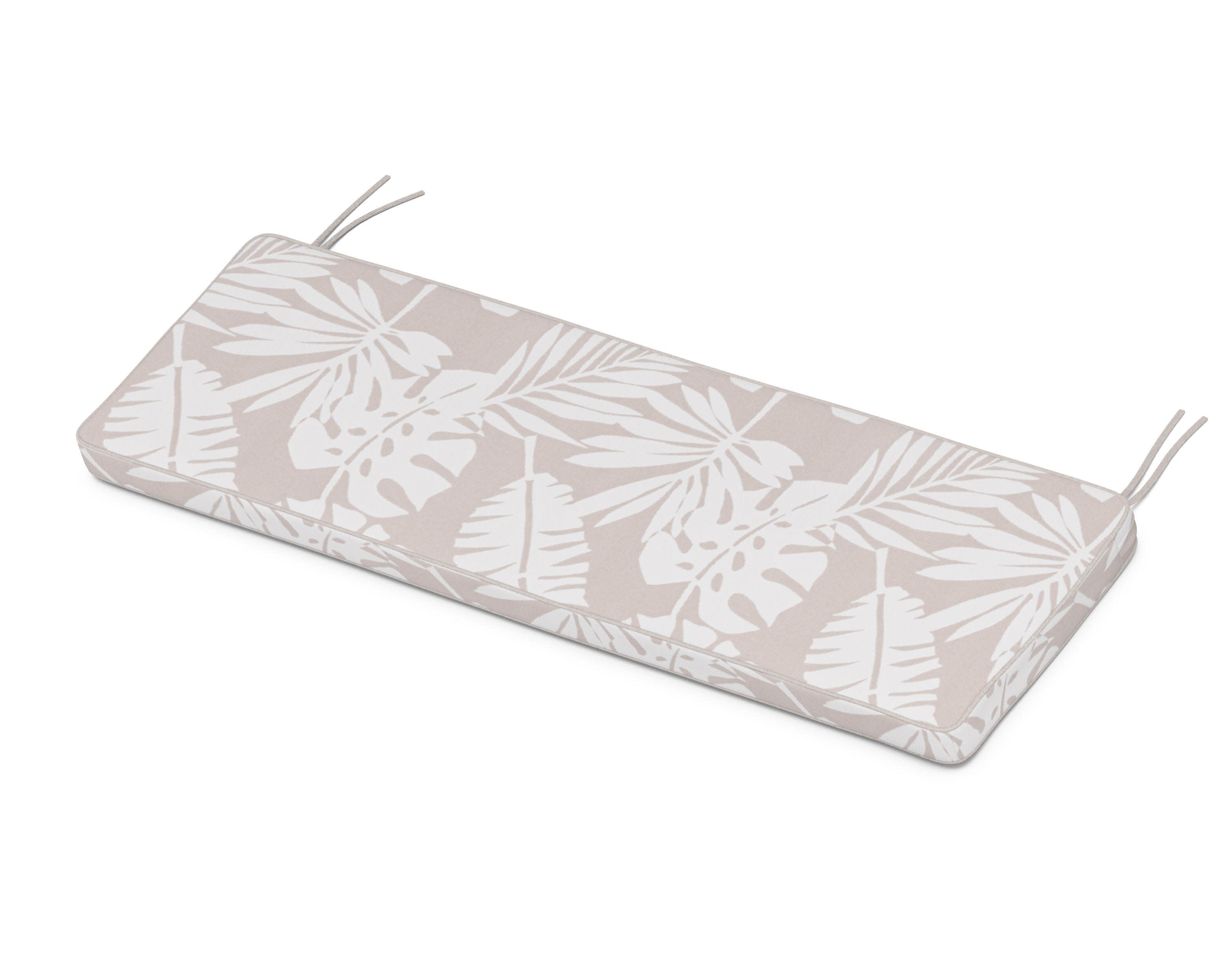 Chinoiserie Bench Seat Cushion in Leaf Dune Burlap