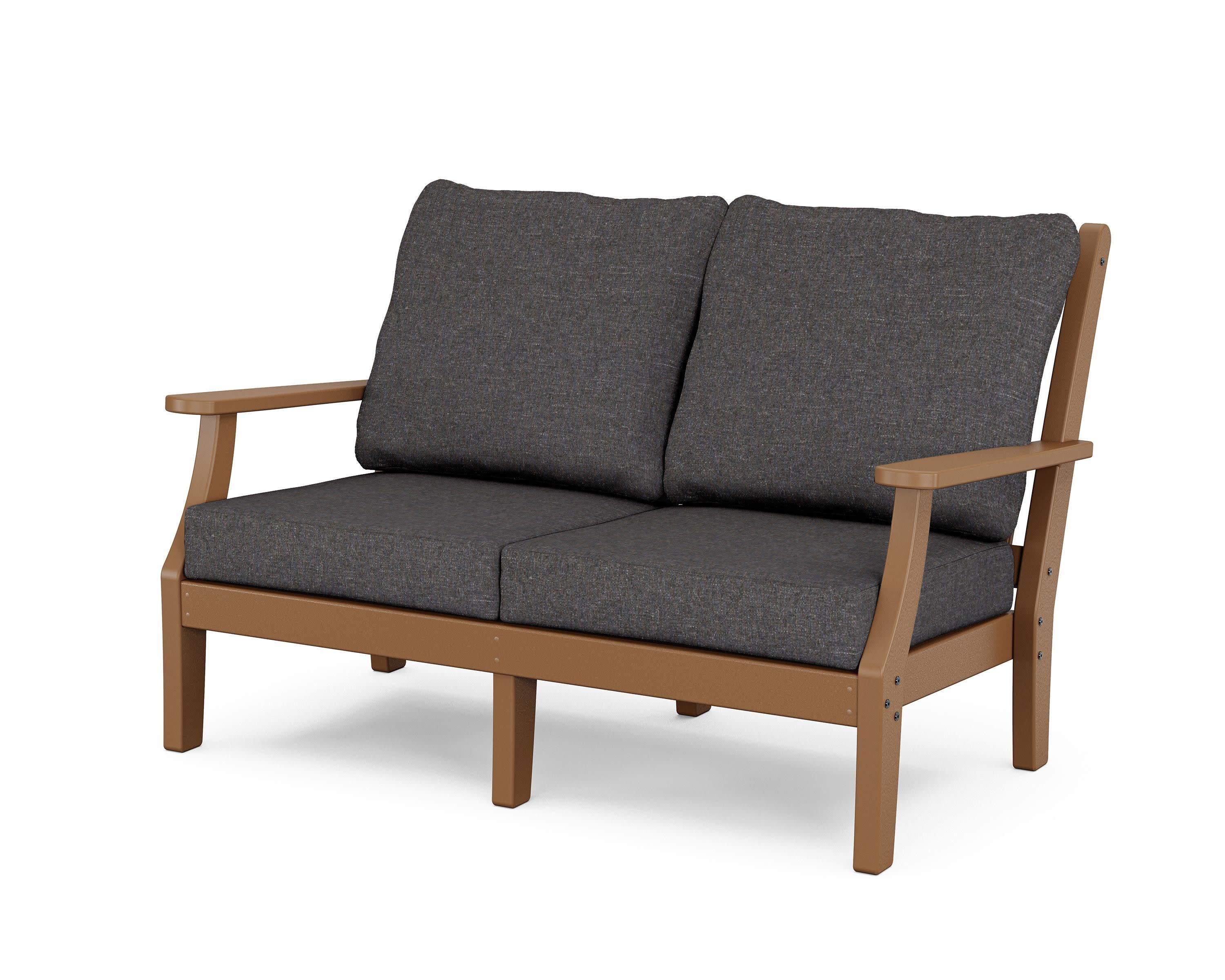 Wovendale Deep Seating Loveseat in Teak / Ash Charcoal