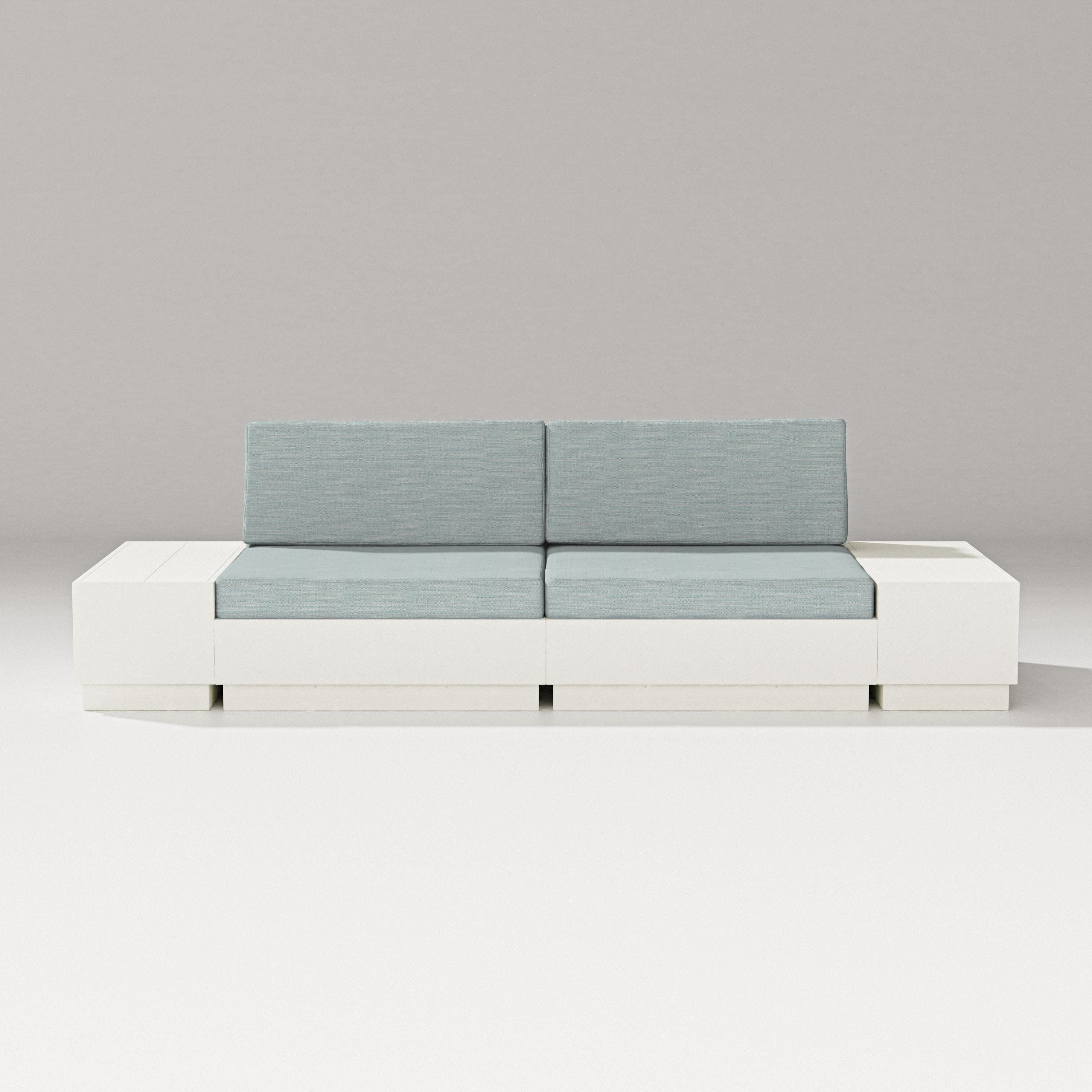 Elevate 4-Piece Loveseat Sectional in Vintage White / Soothe Mist
