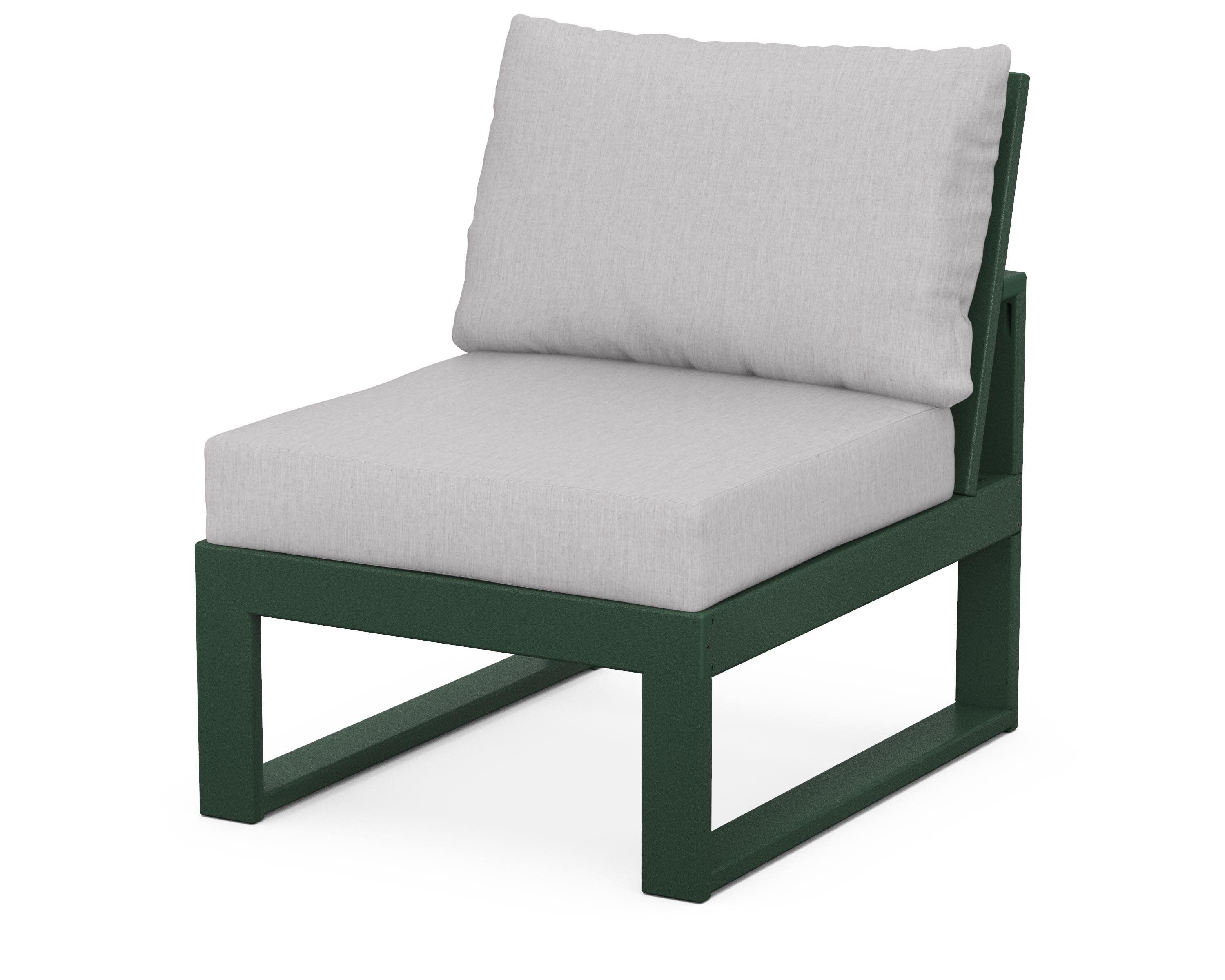 Modular Armless Chair in Green / Granite