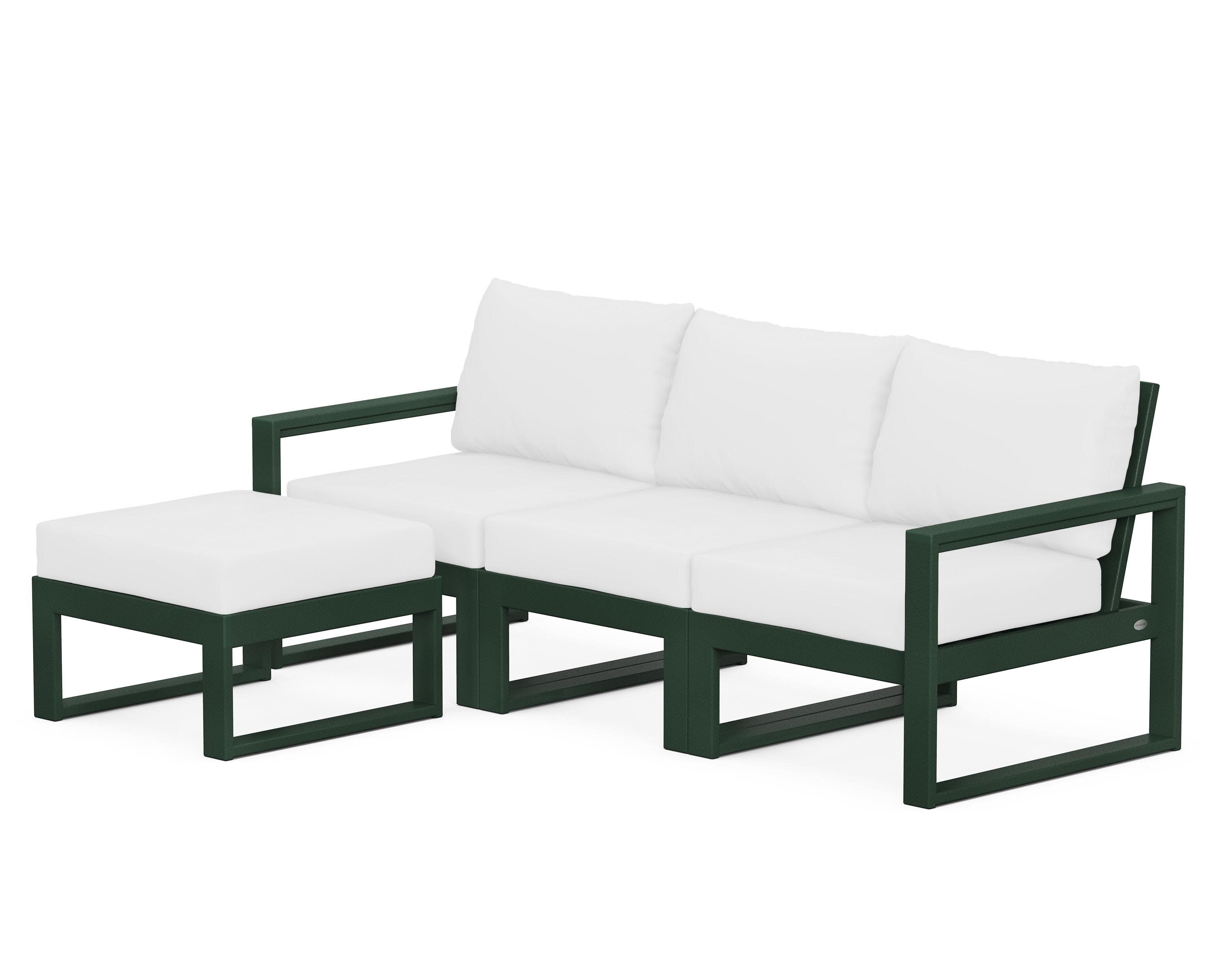 EDGE 4-Piece Modular Deep Seating Set with Ottoman in Green / Natural