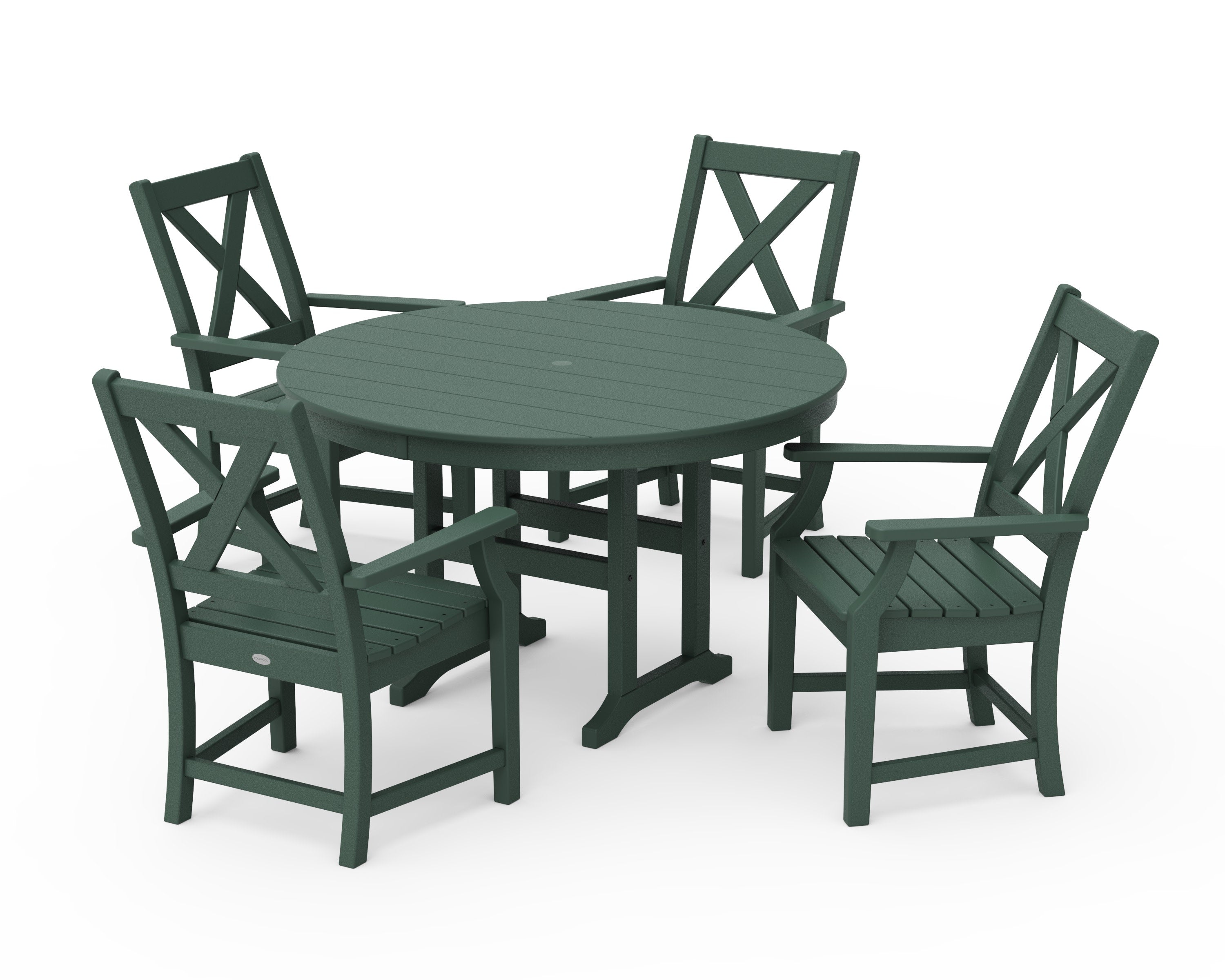 Braxton 5-Piece Round Farmhouse Dining Set in Green