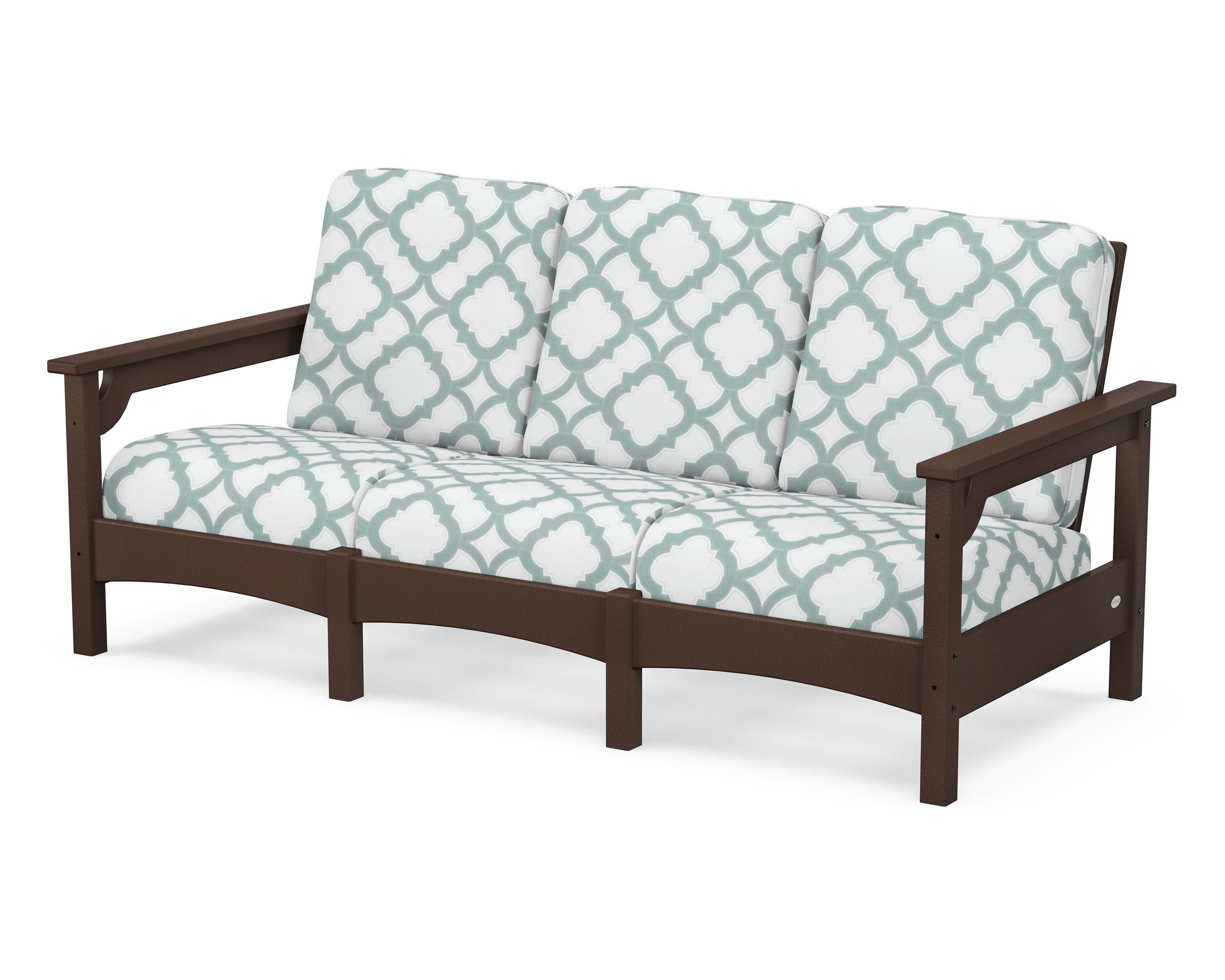 Club Sofa in Mahogany / Trellis Glacier Spa