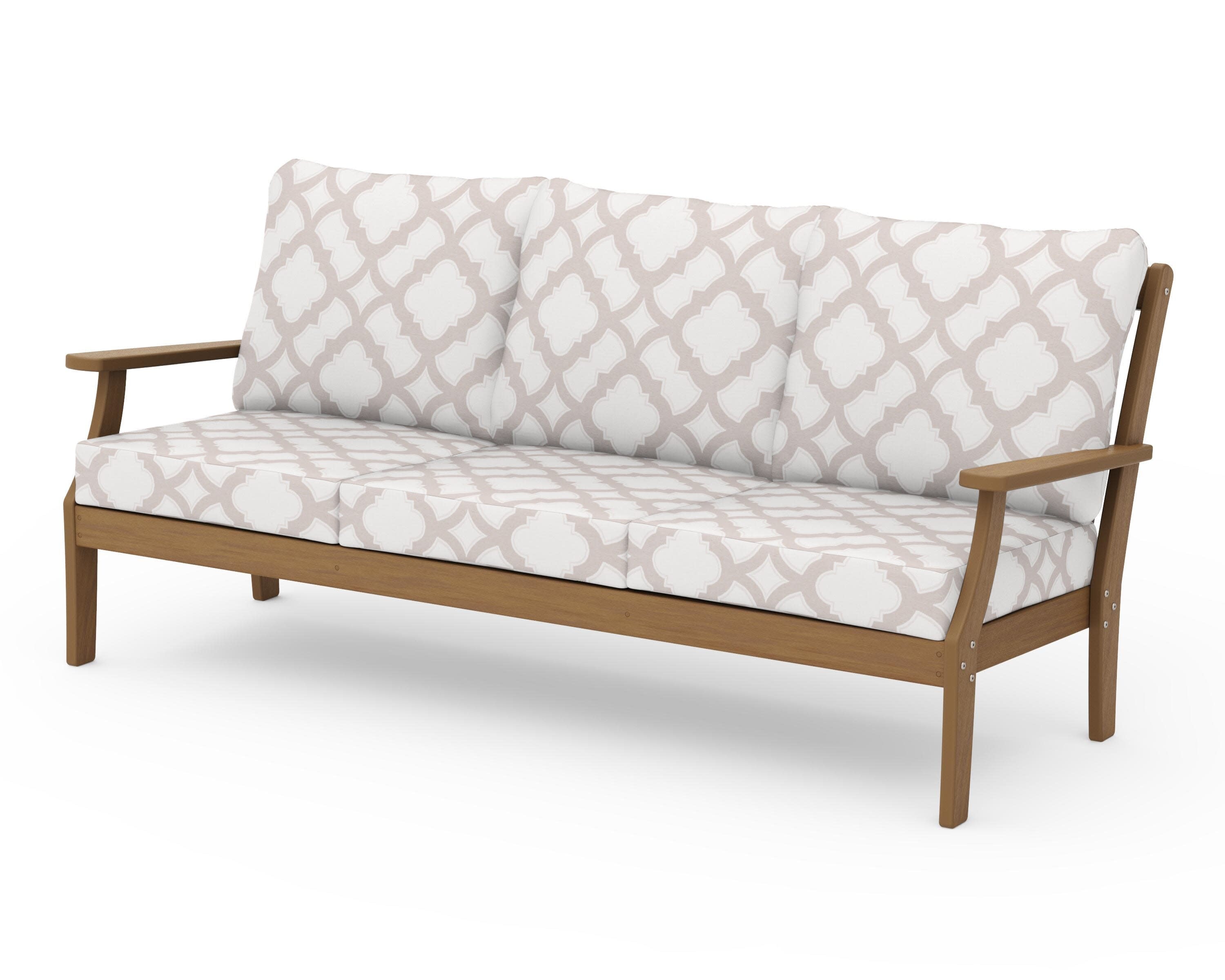 Braxton Deep Seating Sofa in Natural / Trellis Dune Burlap