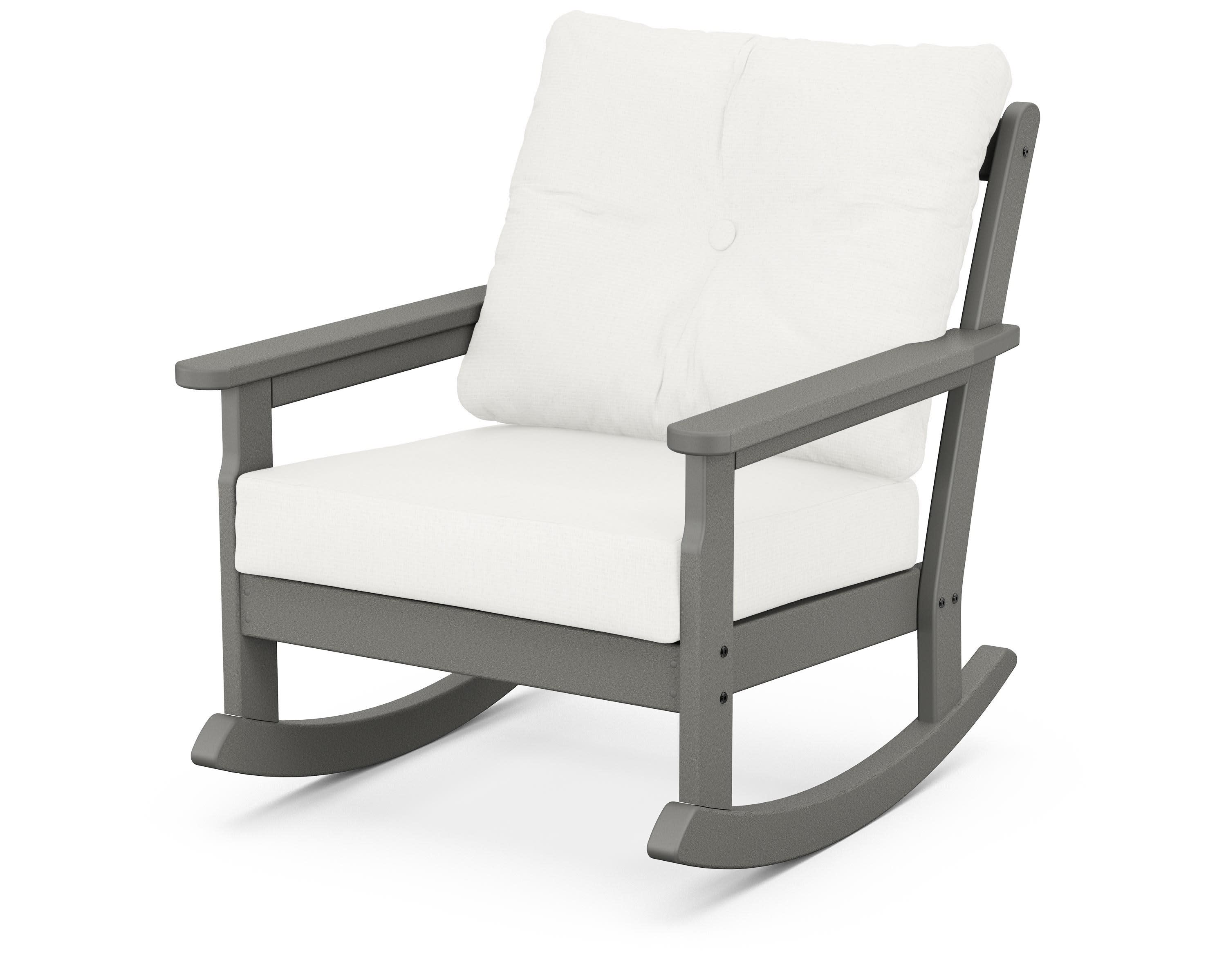 Vineyard Deep Seating Rocking Chair in Slate Grey / Natural Linen