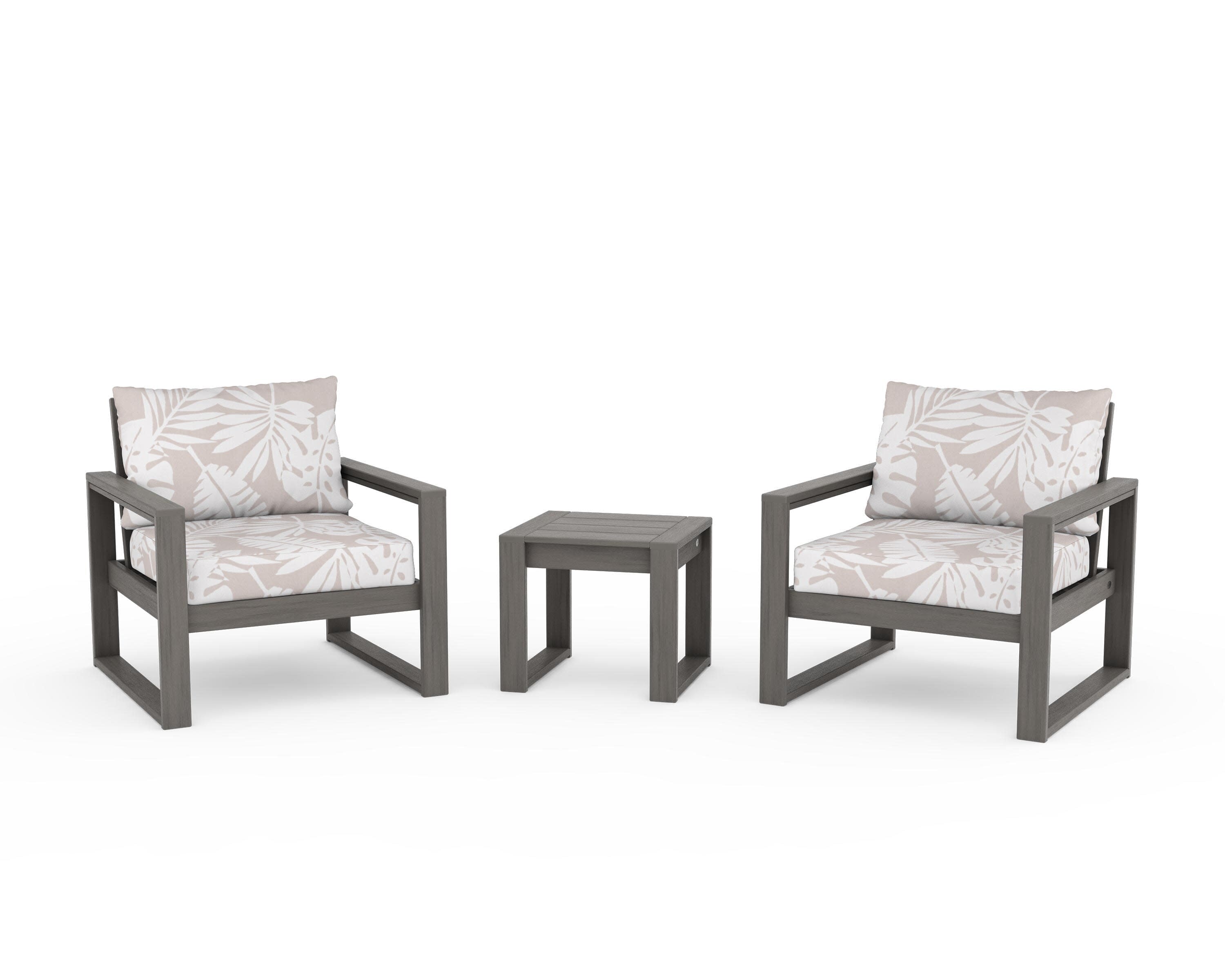 EDGE Sectional 3-Piece Deep Seating Set in Driftwood / Leaf Dune Burlap