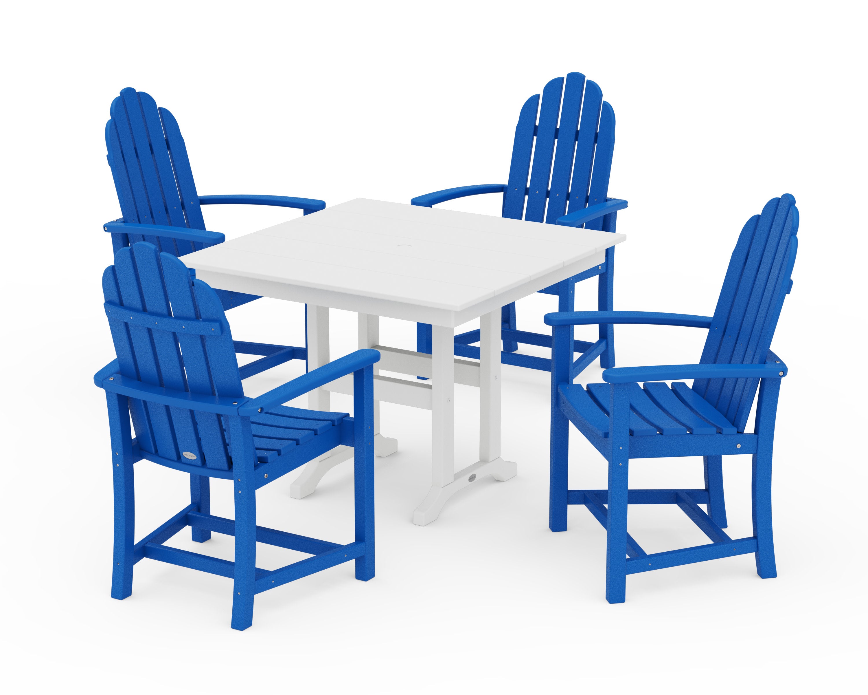 Classic Adirondack 5-Piece Farmhouse Dining Set in Pacific Blue / White